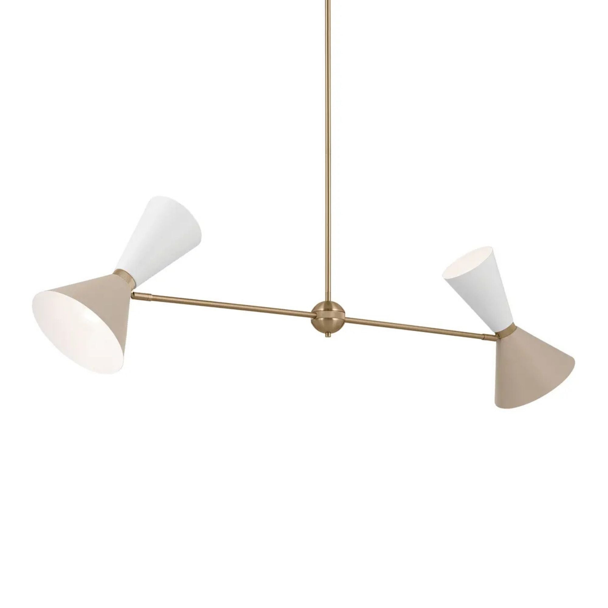 Phix 48" 4-Light Linear Chandelier, Champagne Bronze & Greige Finish