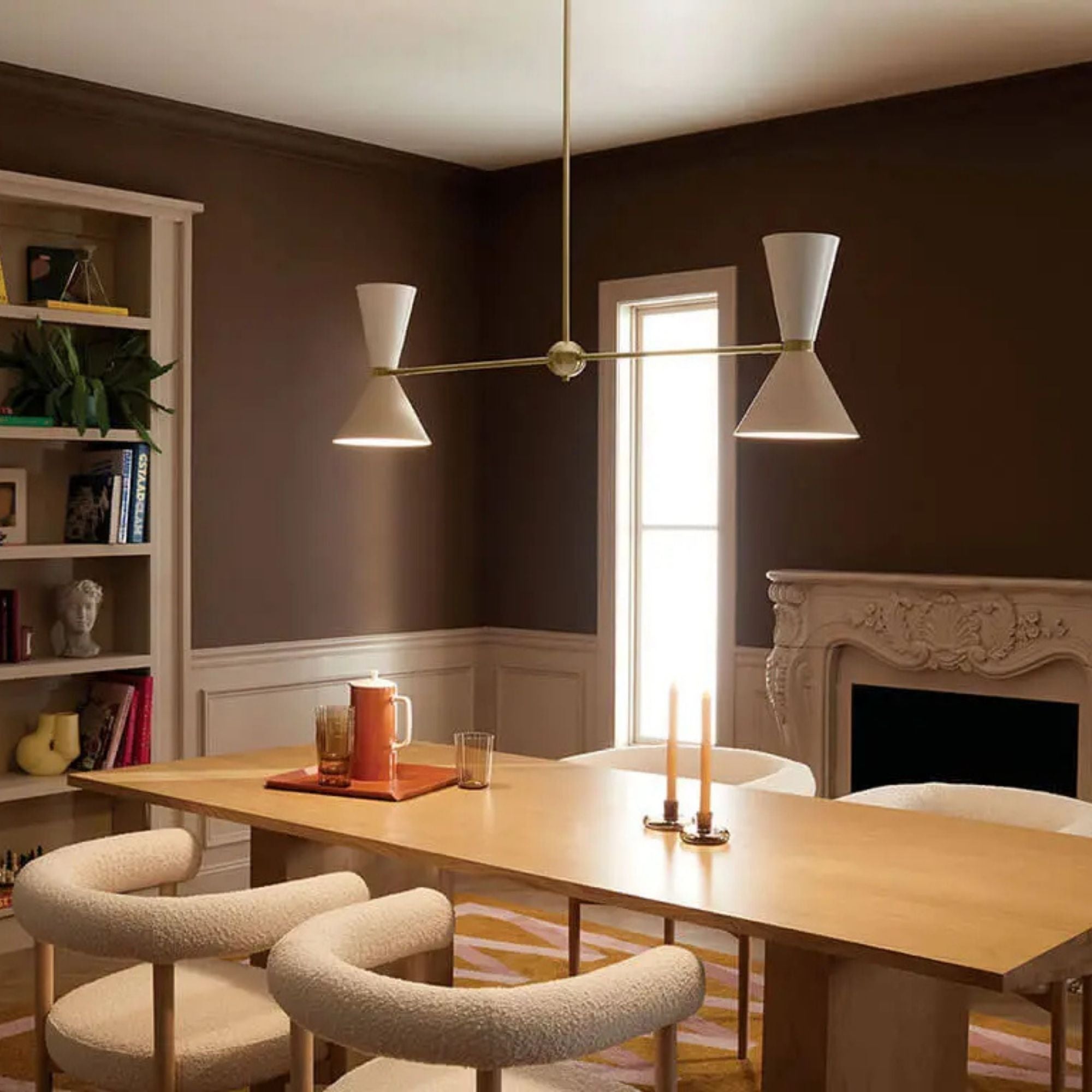 Phix 48" 4-Light Linear Chandelier, Champagne Bronze & Greige Finish