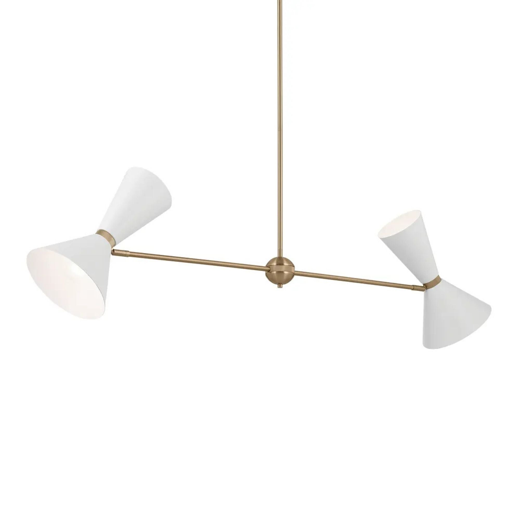 Phix 48" 4-Light Linear Chandelier, Champagne Bronze & White Finish