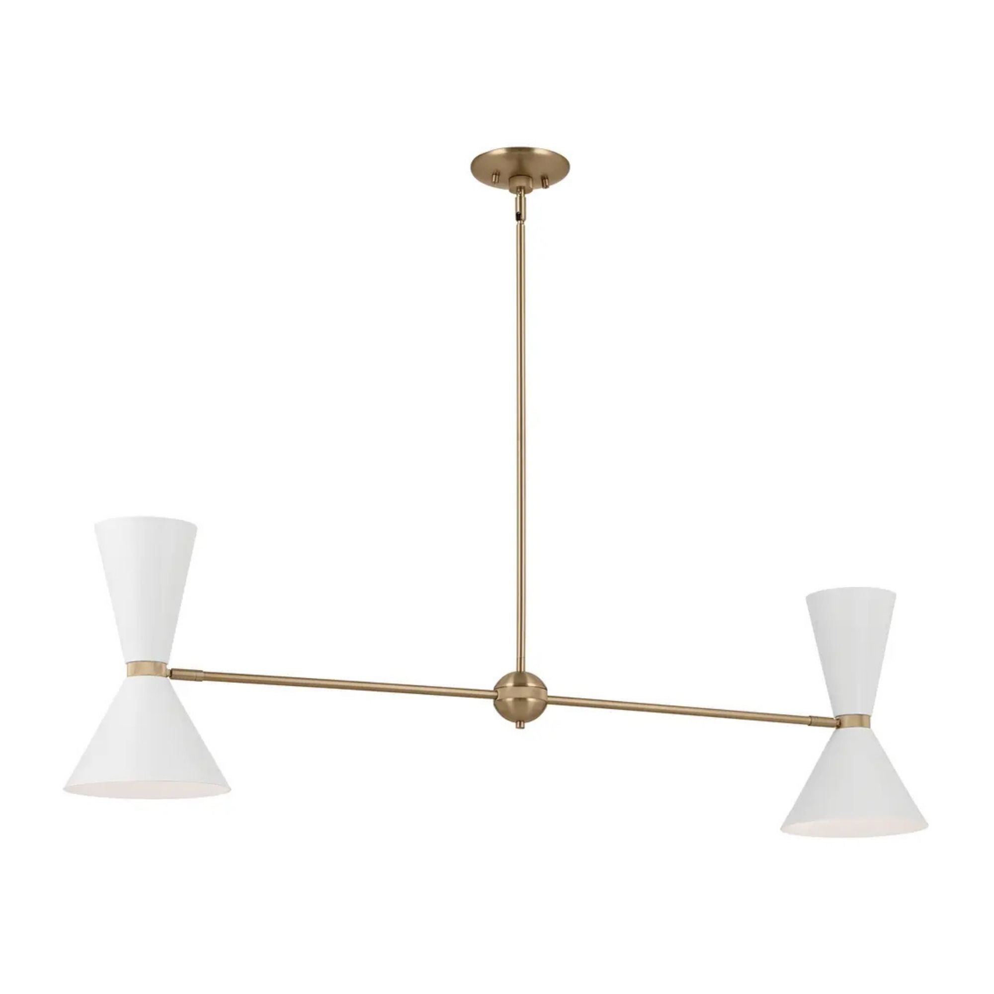 Phix 48" 4-Light Linear Chandelier, Champagne Bronze & White Finish