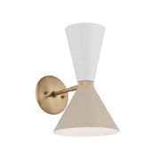 Phix 14" 2-Light Wall Sconce, Champagne Bronze & Greige White Finish