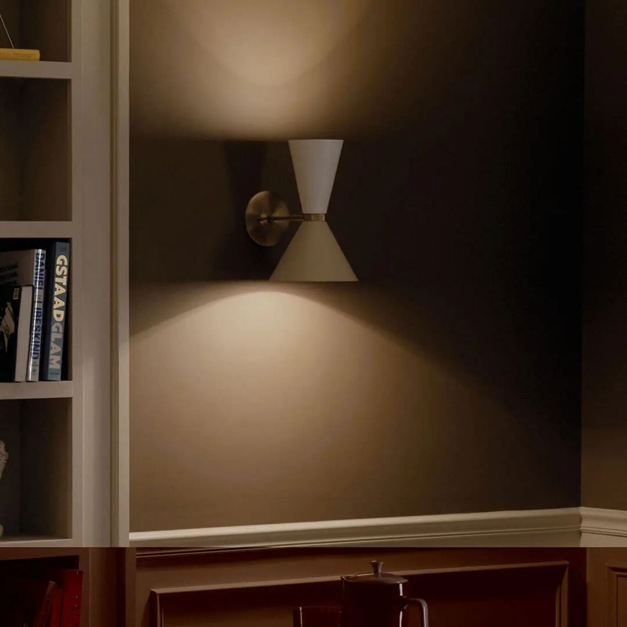 Phix 14" 2-Light Wall Sconce, Champagne Bronze & Greige White Finish