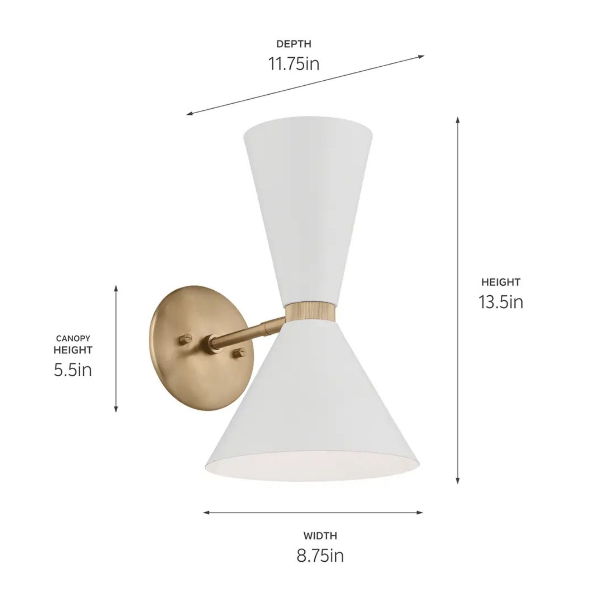 Phix 14" 2-Light Wall Sconce, Champagne Bronze Finish & White Finish