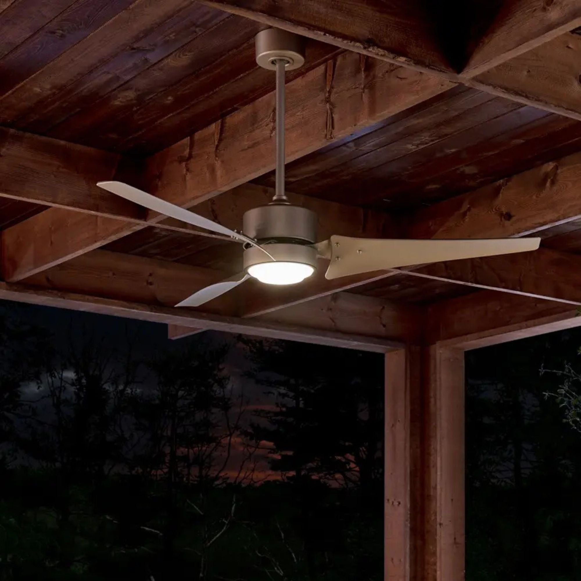 Rana 60" Brushed Nickel LED Outdoor Ceiling Fan with Wall Control