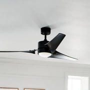Rana 60" Satin Black LED Outdoor Ceiling Fan with Wall Control