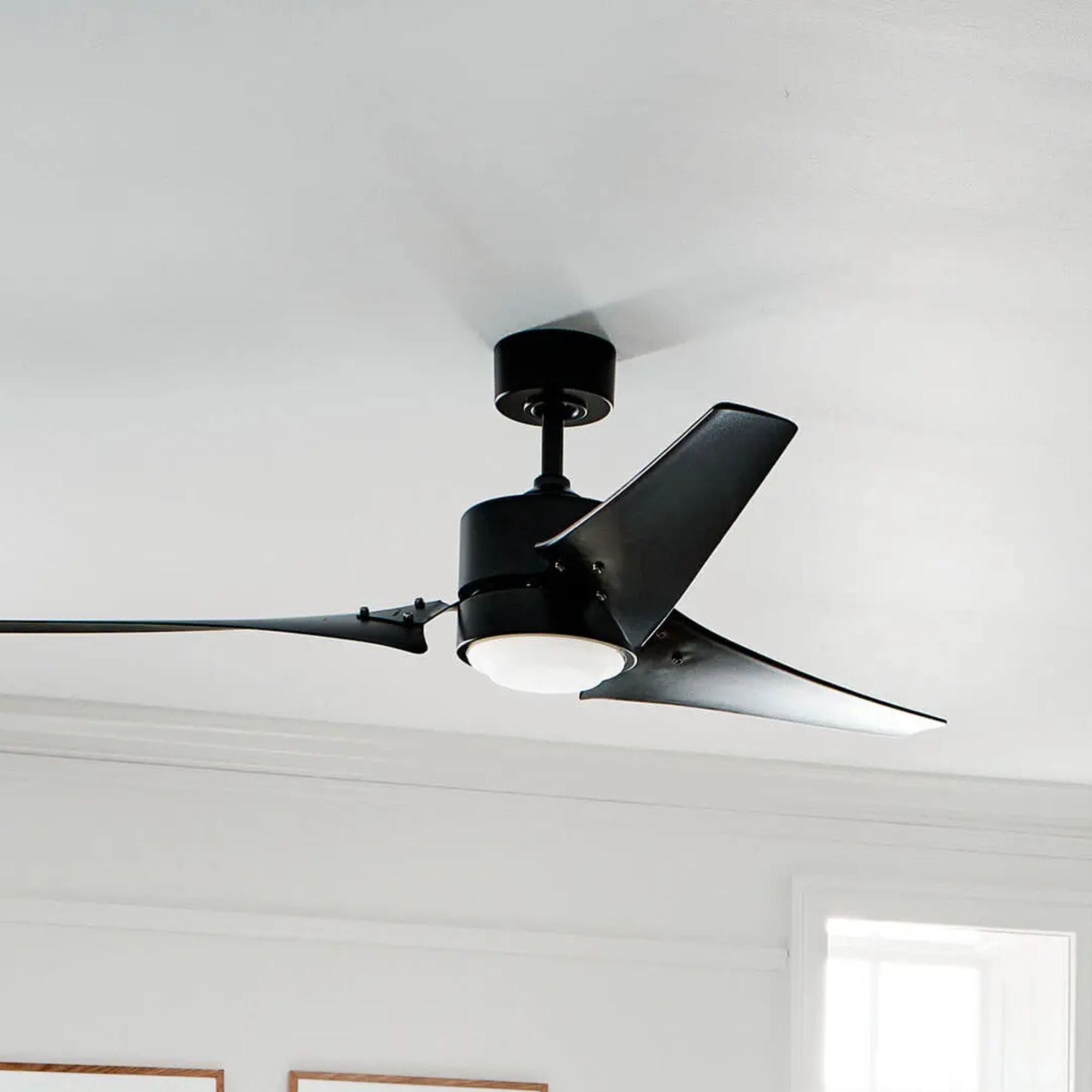Rana 60" Satin Black LED Outdoor Ceiling Fan with Wall Control