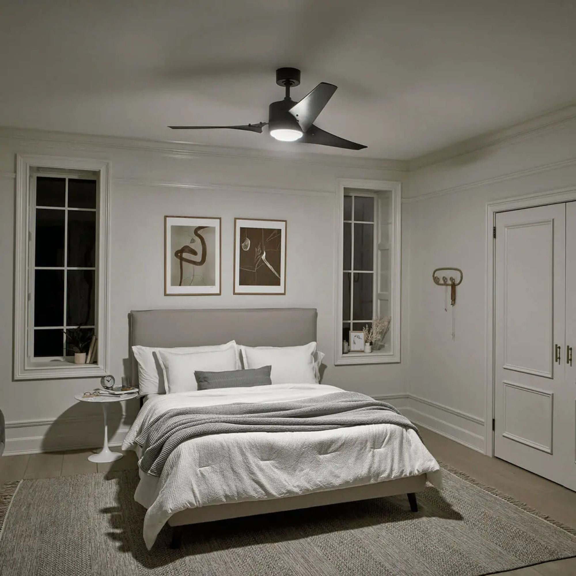 Rana 60" Satin Black LED Outdoor Ceiling Fan with Wall Control