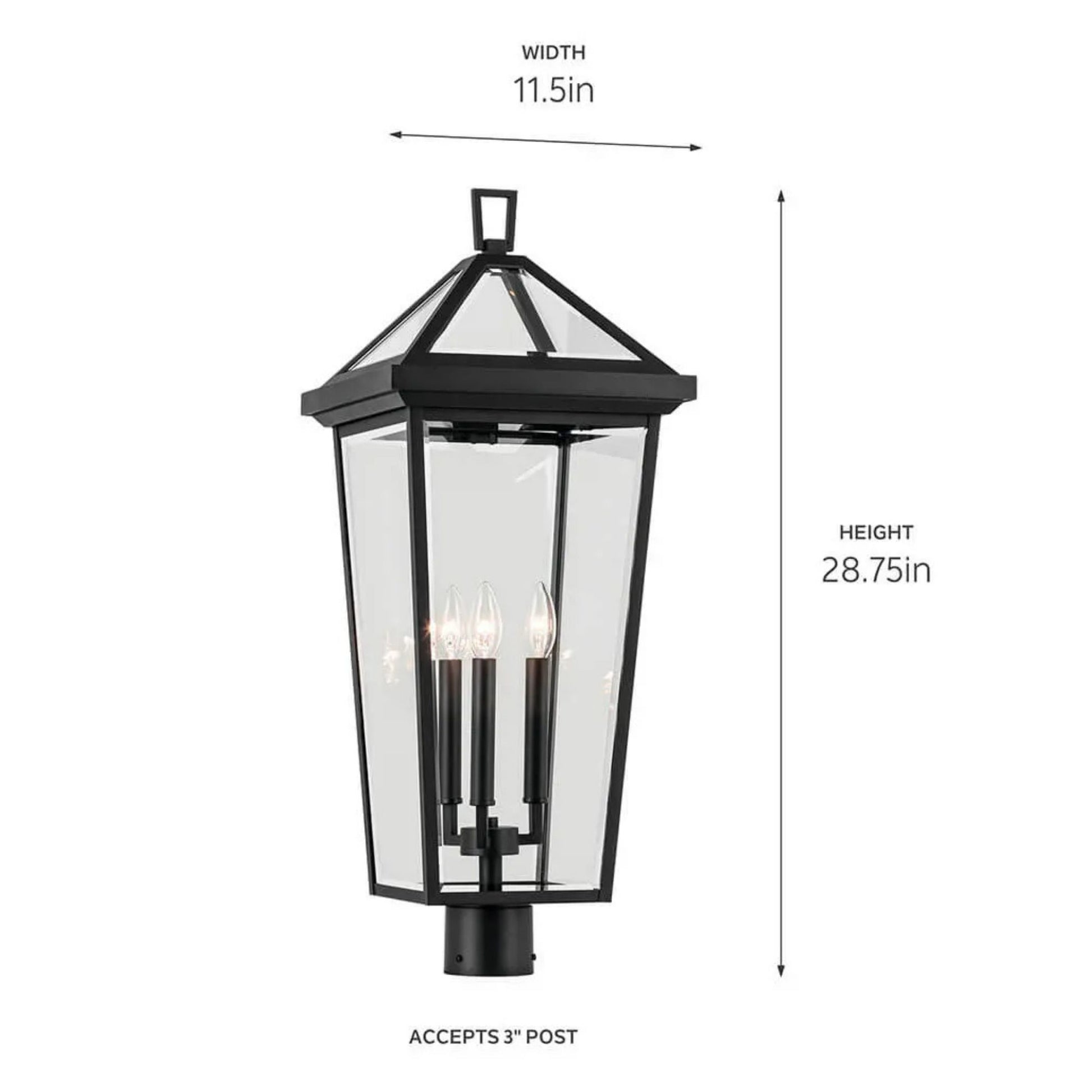 Kichler Lighting - Regence 29" 3-Light Outdoor Post Light, Textured Black Finish | Bees Lighting