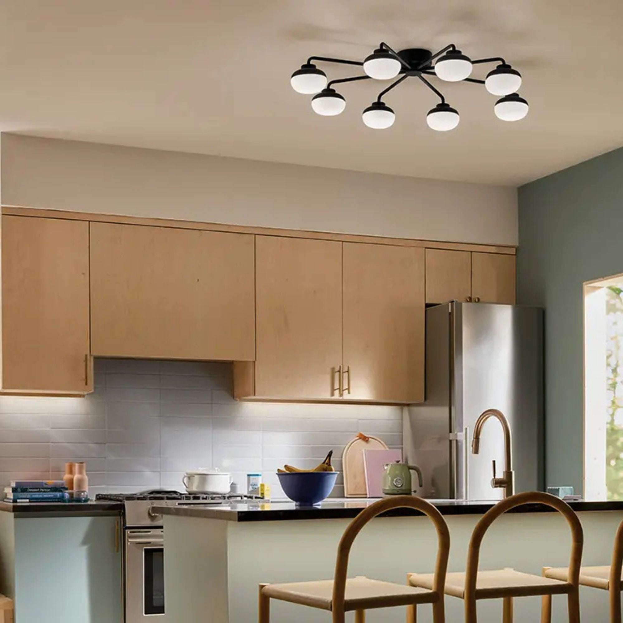 Remy 41" LED Semi-Flush Mount, Black Finish