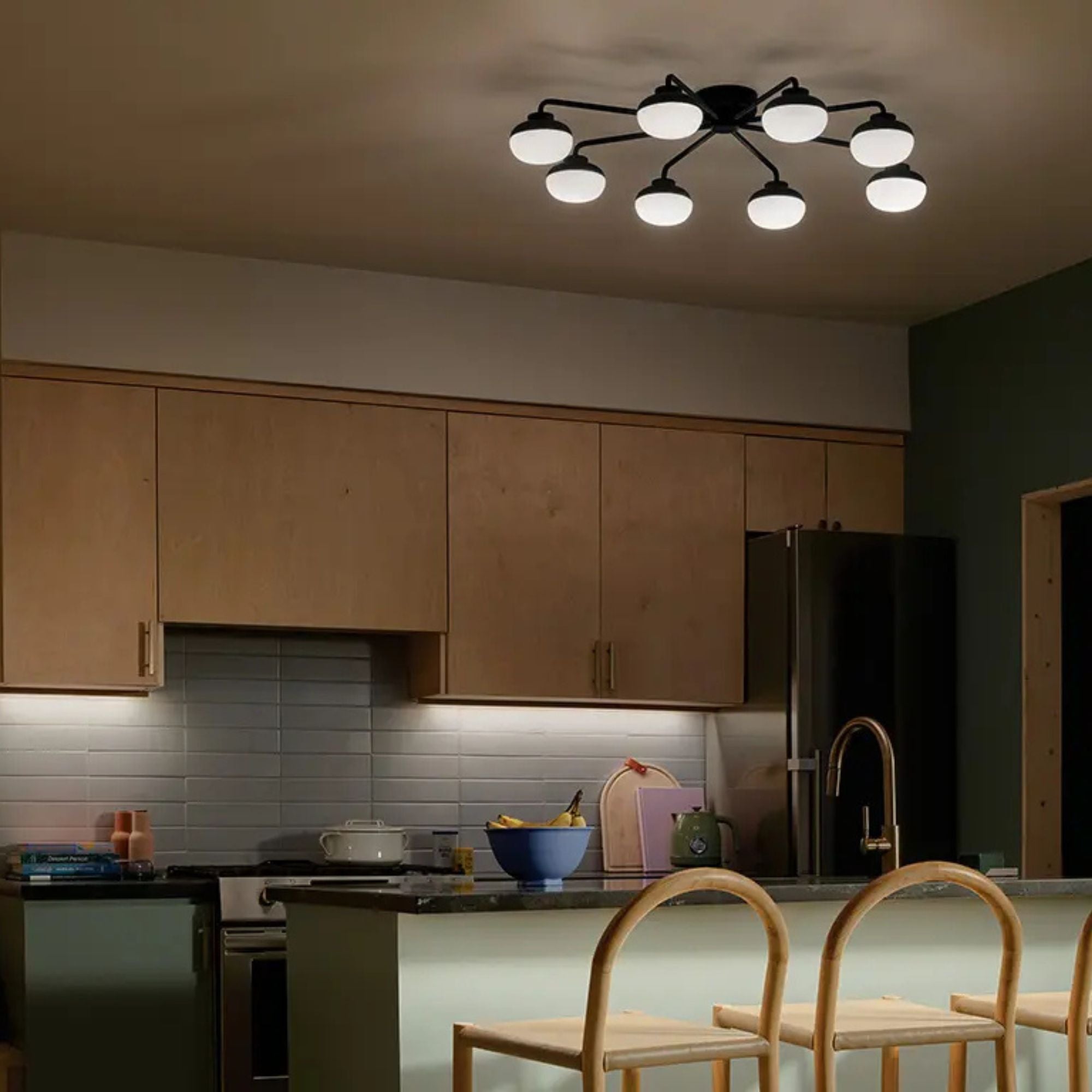 Remy 41" LED Semi-Flush Mount, Black Finish
