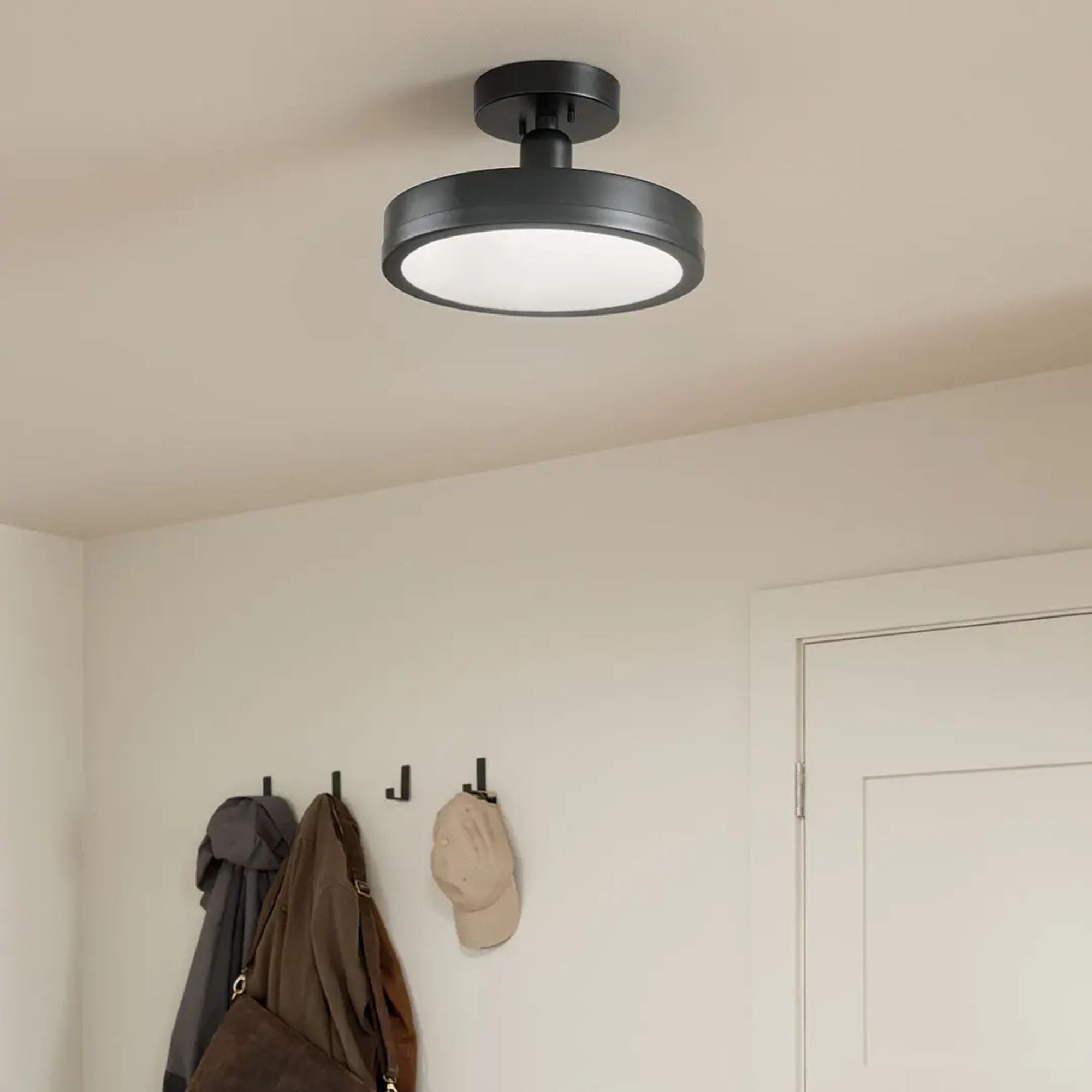 Riu 14" LED Semi-Flush Mount, Black Finish