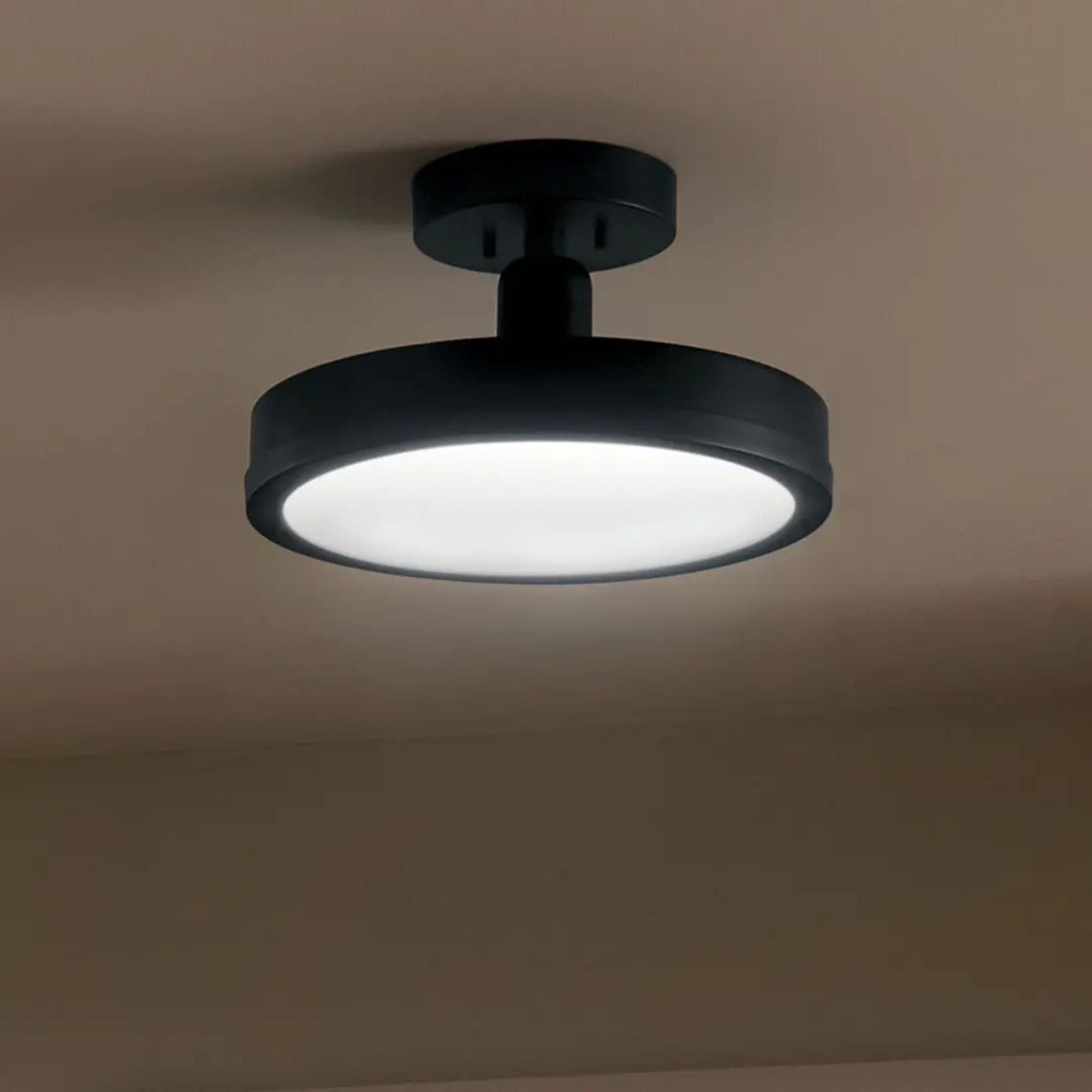 Riu 14" LED Semi-Flush Mount, Black Finish