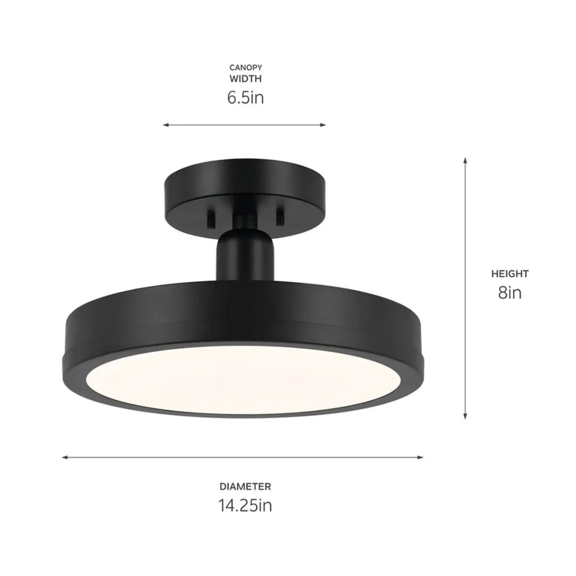 Riu 14" LED Semi-Flush Mount, Black Finish