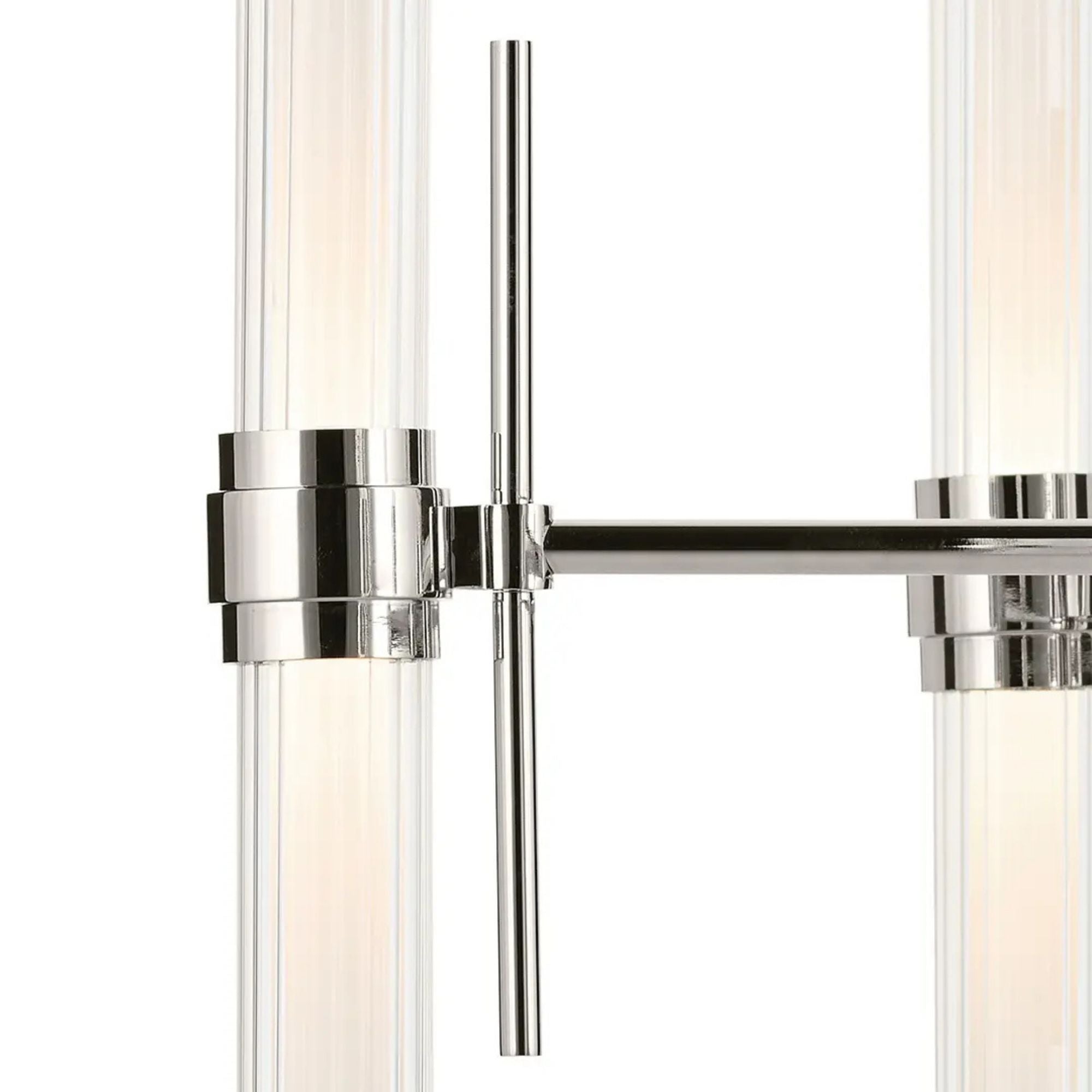 Kichler Riven 33 in. 12-Light Chandelier, Polished Nickel with Clear Fluted Glass Cylinder Shade