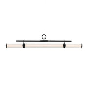 Kichler Riven 48.25 in. Linear Chandelier, Black & Champagne Bronze & Polished Nickel with Clear Fluted Glass Cylinder Shade