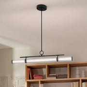 Kichler Riven 48.25 in. Linear Chandelier, Black & Champagne Bronze & Polished Nickel with Clear Fluted Glass Cylinder Shade