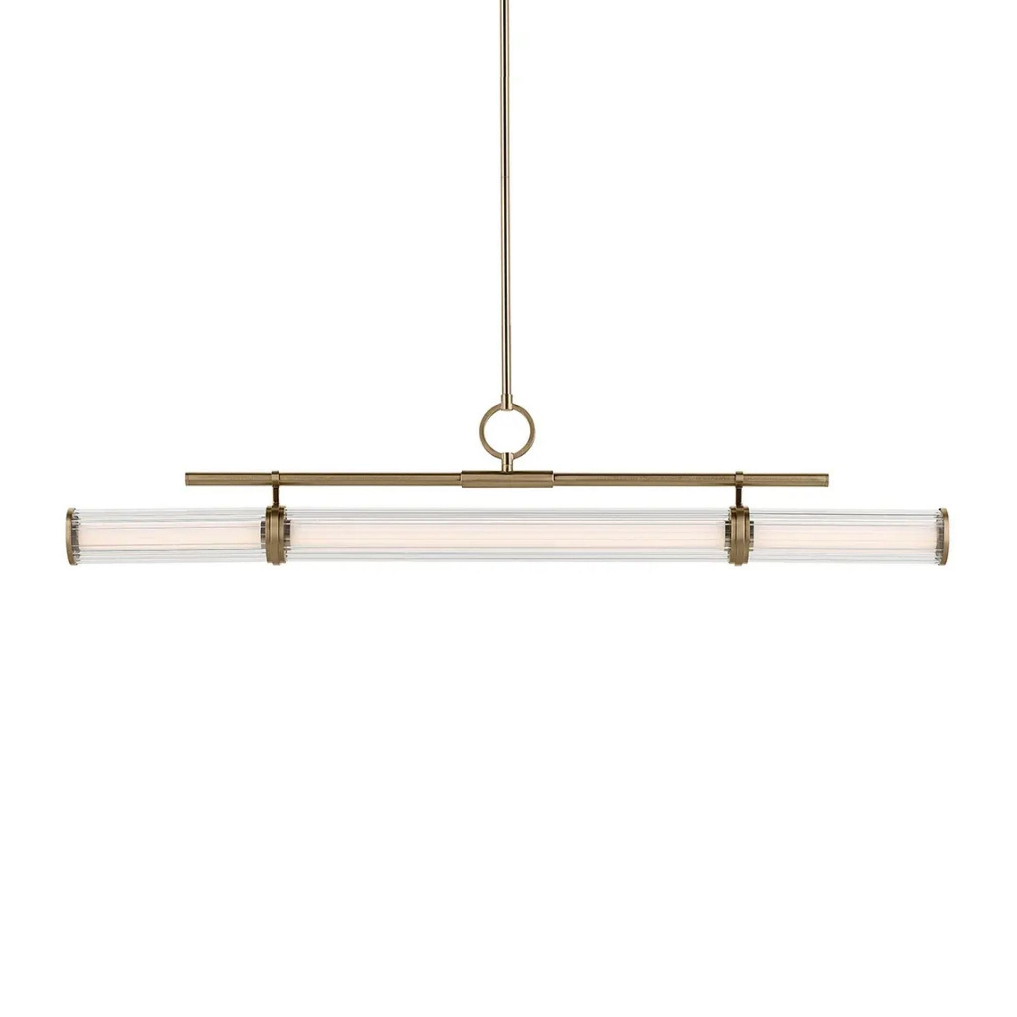 Kichler Riven 48.25 in. Linear Chandelier, Champagne Bronze with Clear Fluted Glass Cylinder Shade