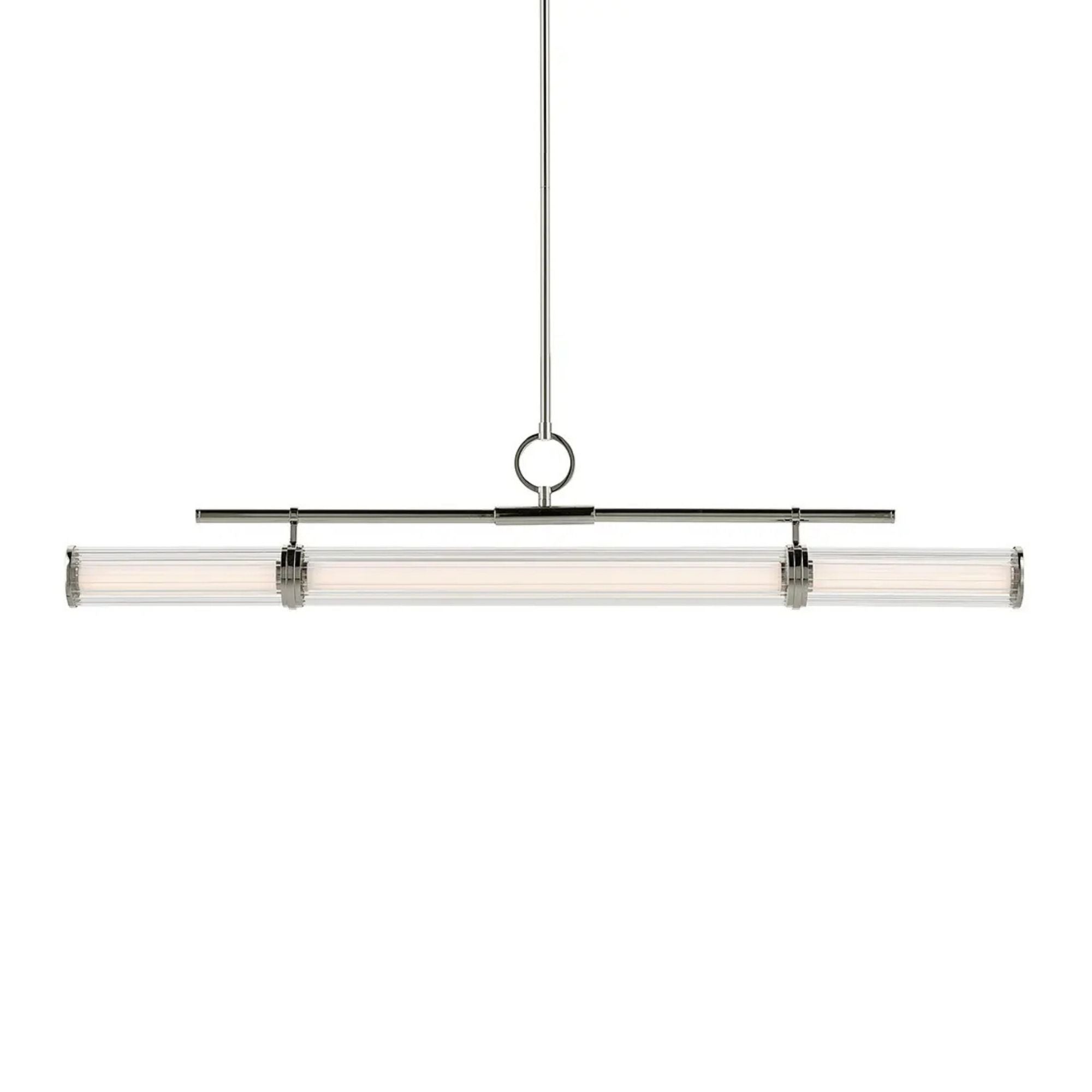 Kichler Riven 48.25 in. Linear Chandelier, Polished Nickel with Clear Fluted Glass Cylinder Shade