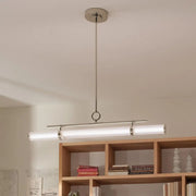 Kichler Riven 48.25 in. Linear Chandelier, Polished Nickel with Clear Fluted Glass Cylinder Shade