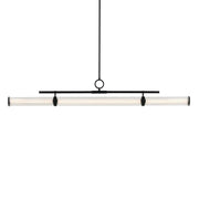 Kichler Riven 60.25 in. Linear Chandelier, Black & Champagne Bronze & Polished Nickel with Clear Fluted Glass Cylinder Shade