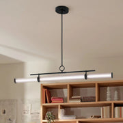 Kichler Riven 60.25 in. Linear Chandelier, Black & Champagne Bronze & Polished Nickel with Clear Fluted Glass Cylinder Shade