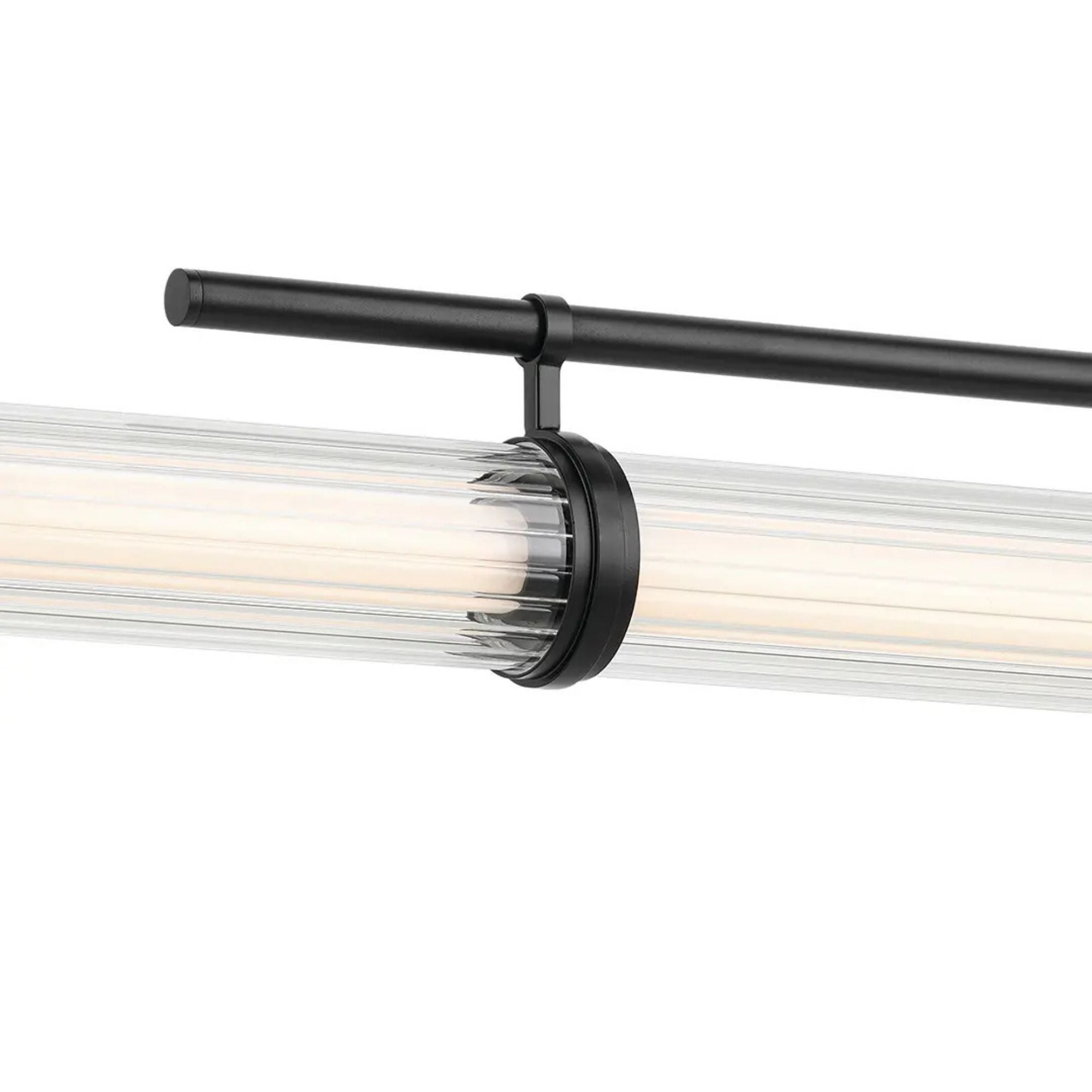 Kichler Riven 60.25 in. Linear Chandelier, Black & Champagne Bronze & Polished Nickel with Clear Fluted Glass Cylinder Shade