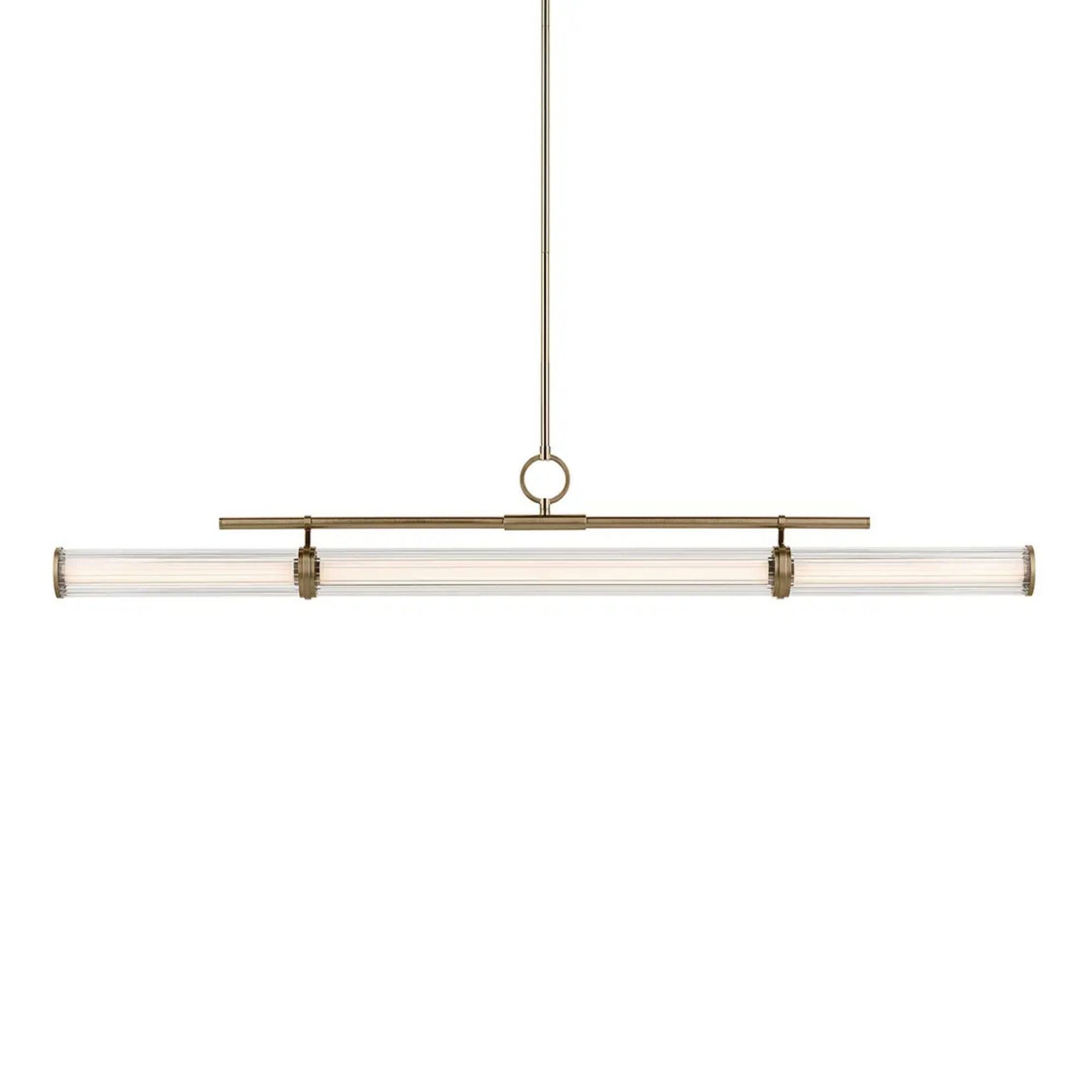 Kichler Riven 60.25 in. Linear Chandelier, Champagne Bronze with White Cylinder Shade