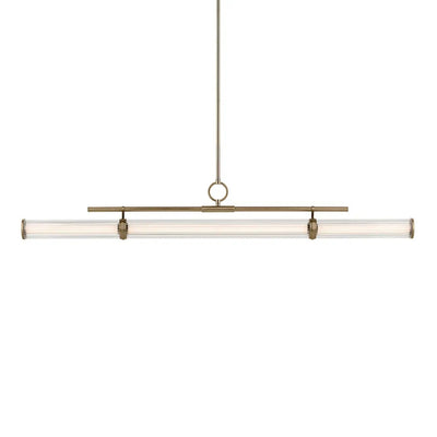 Kichler Riven 60.25 in. Linear Chandelier, Champagne Bronze with White Cylinder Shade