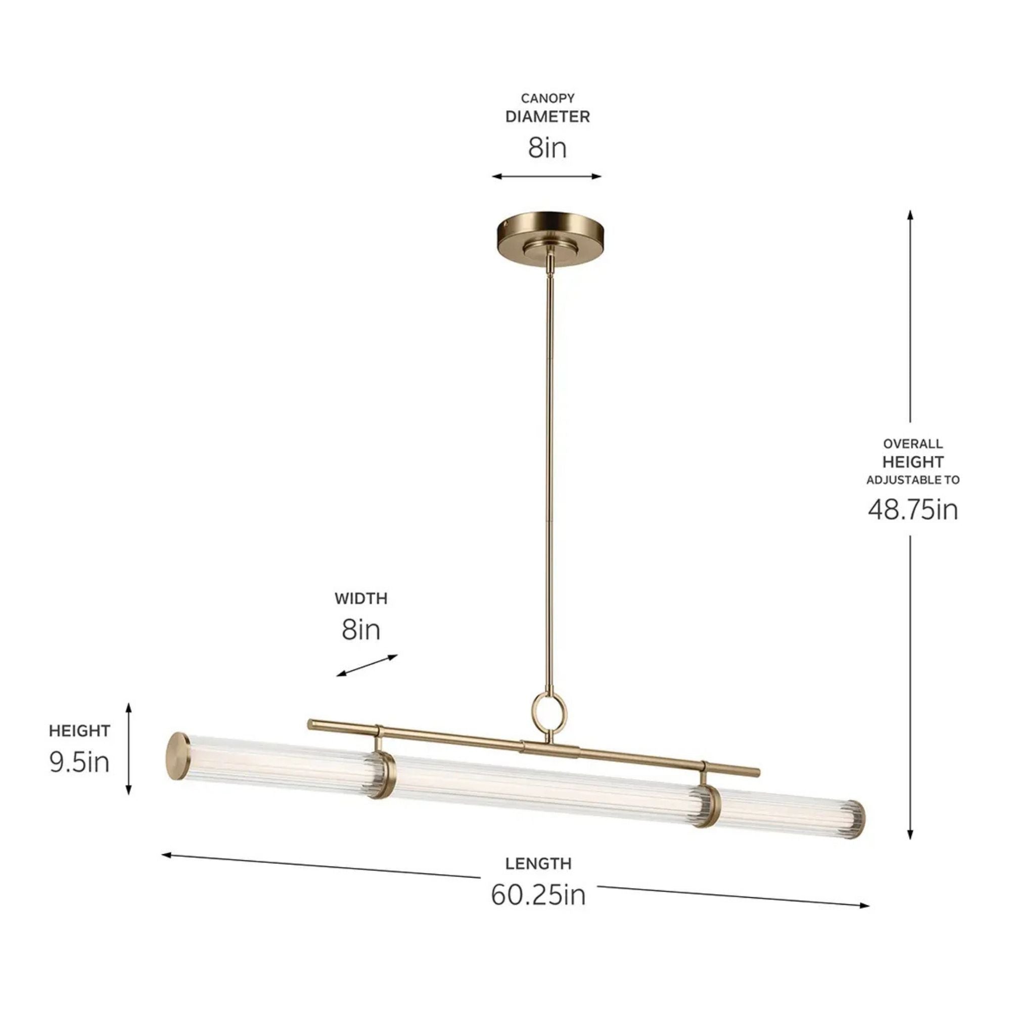 Kichler Riven 60.25 in. Linear Chandelier, Champagne Bronze with White Cylinder Shade