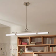 Kichler Riven 60.25 in. Linear Chandelier, Polished Nickel with White Cylinder Shade