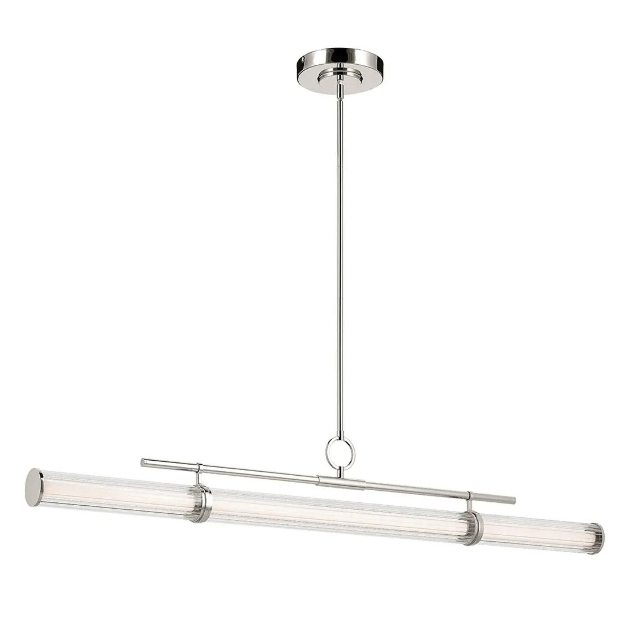 Kichler Riven 60.25 in. Linear Chandelier, Polished Nickel with White Cylinder Shade