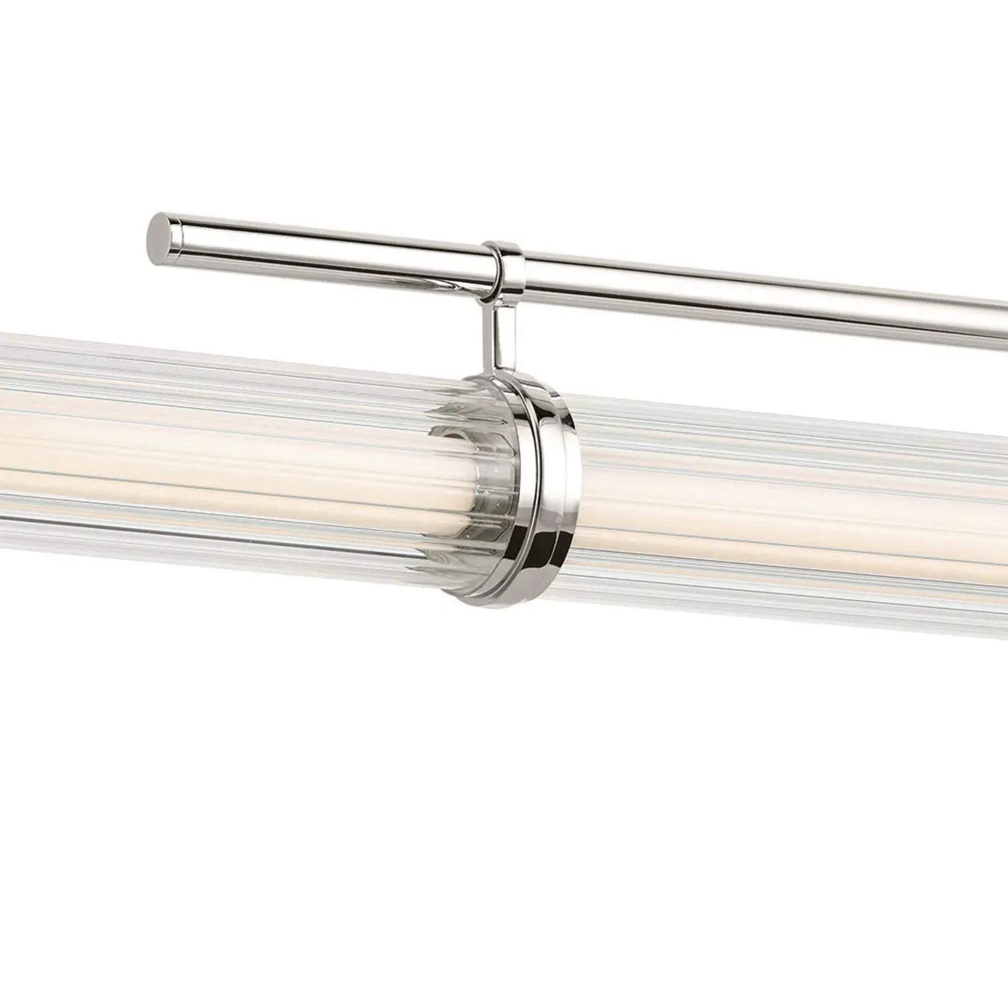 Kichler Riven 60.25 in. Linear Chandelier, Polished Nickel with White Cylinder Shade
