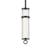 Kichler Riven 15.5 in. Pendant Light, Black with Clear Fluted Glass