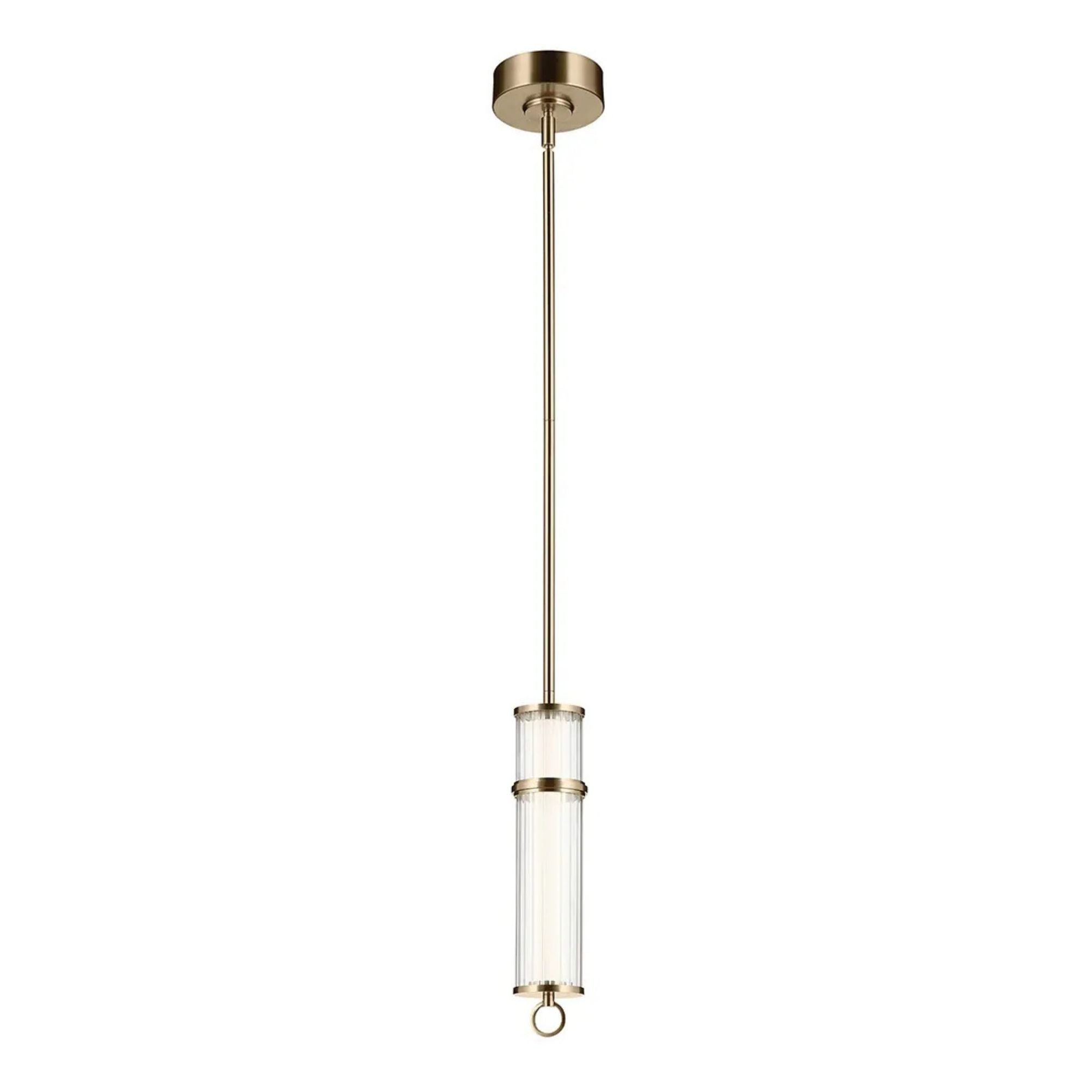 Kichler Riven 15.5 in. Pendant Light, Champagne Bronze with Clear Fluted Glass
