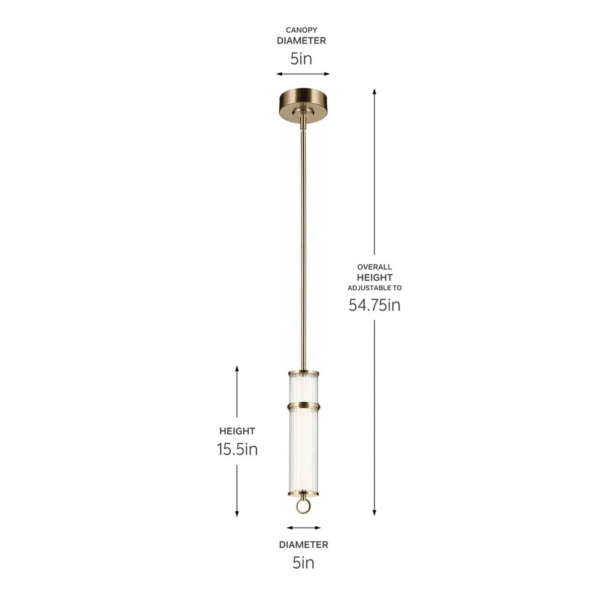 Kichler Riven 15.5 in. Pendant Light, Champagne Bronze with Clear Fluted Glass