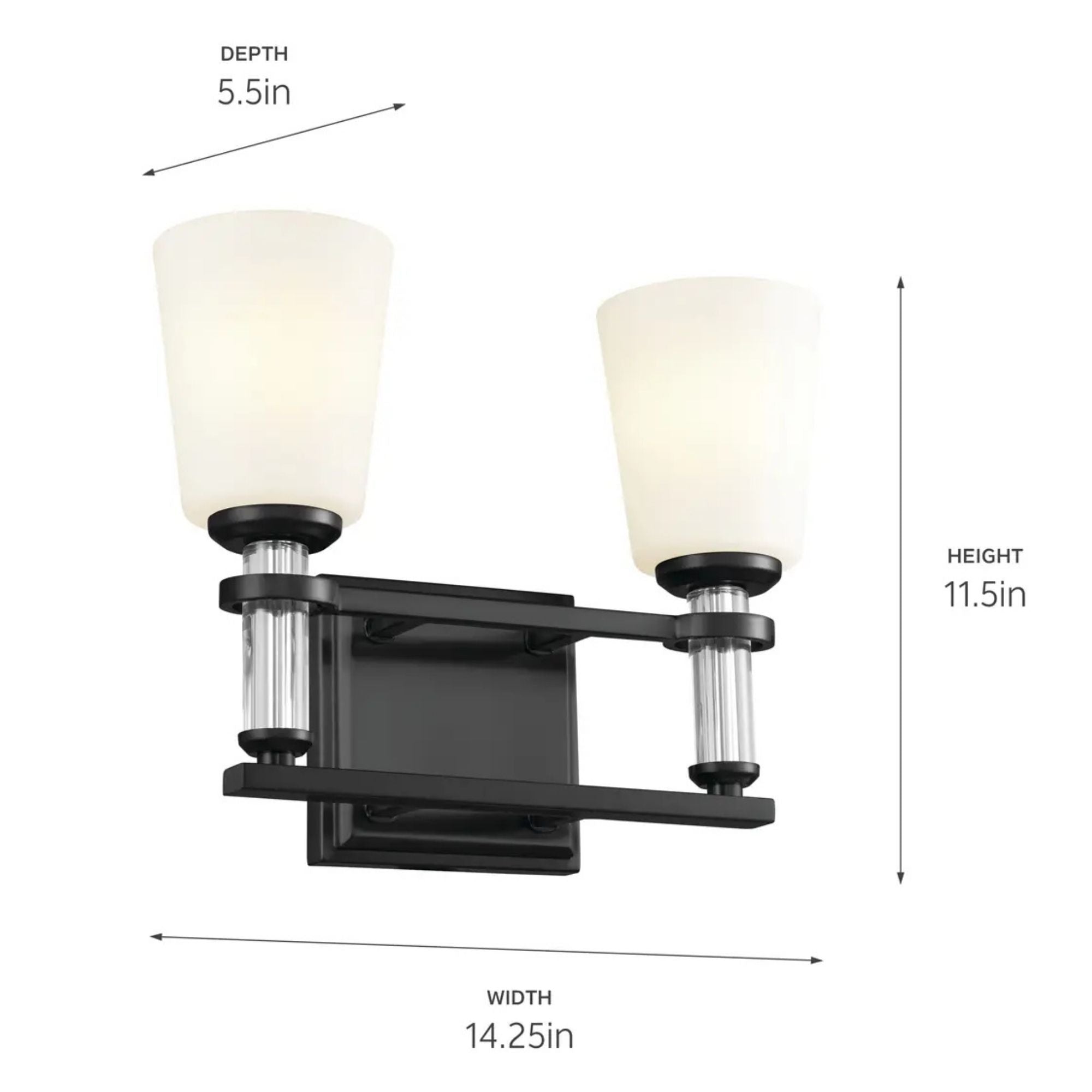 Kichler Lighting - Rosalind 14" 2-Light Bath Vanity Light, Black Finish | Bees Lighting