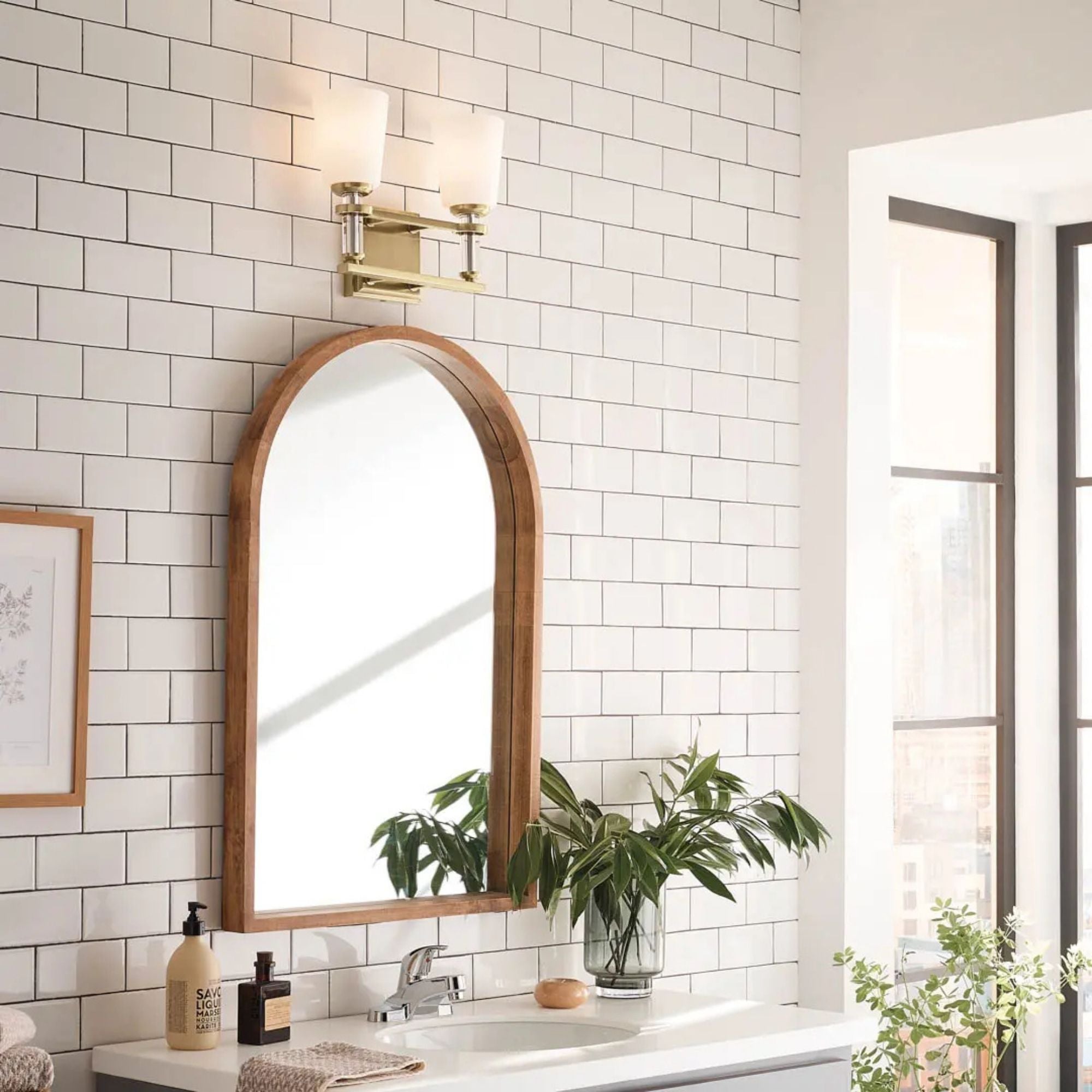 Kichler Lighting - Rosalind 14" 2-Light Bath Vanity Light, Brushed Natural Brass Finish | Bees Lighting