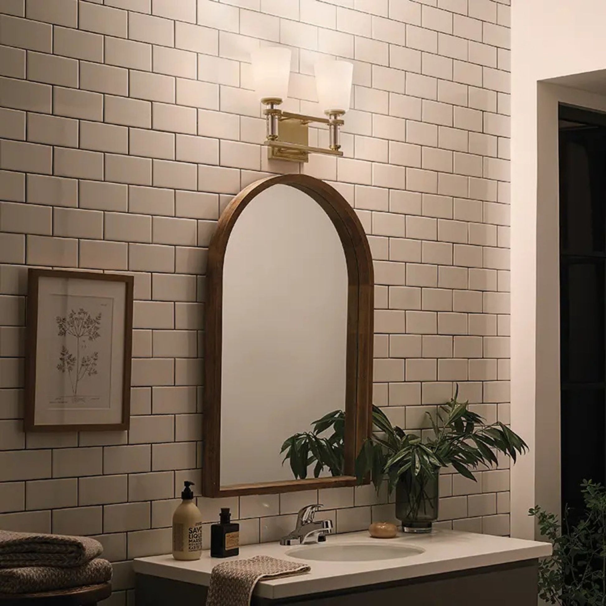 Kichler Lighting - Rosalind 14" 2-Light Bath Vanity Light, Brushed Natural Brass Finish | Bees Lighting