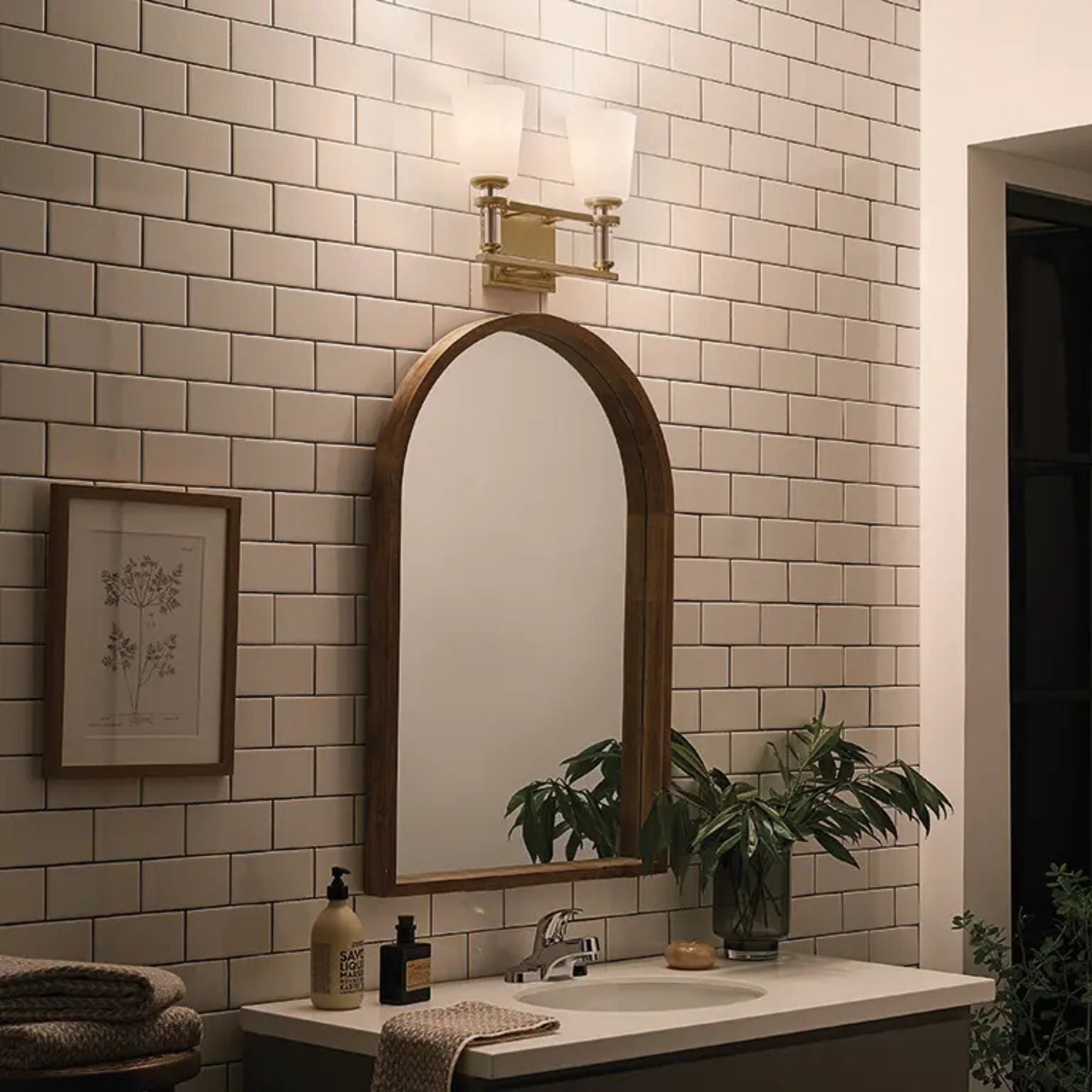 Kichler Lighting - Rosalind 14" 2-Light Bath Vanity Light, Brushed Natural Brass Finish | Bees Lighting