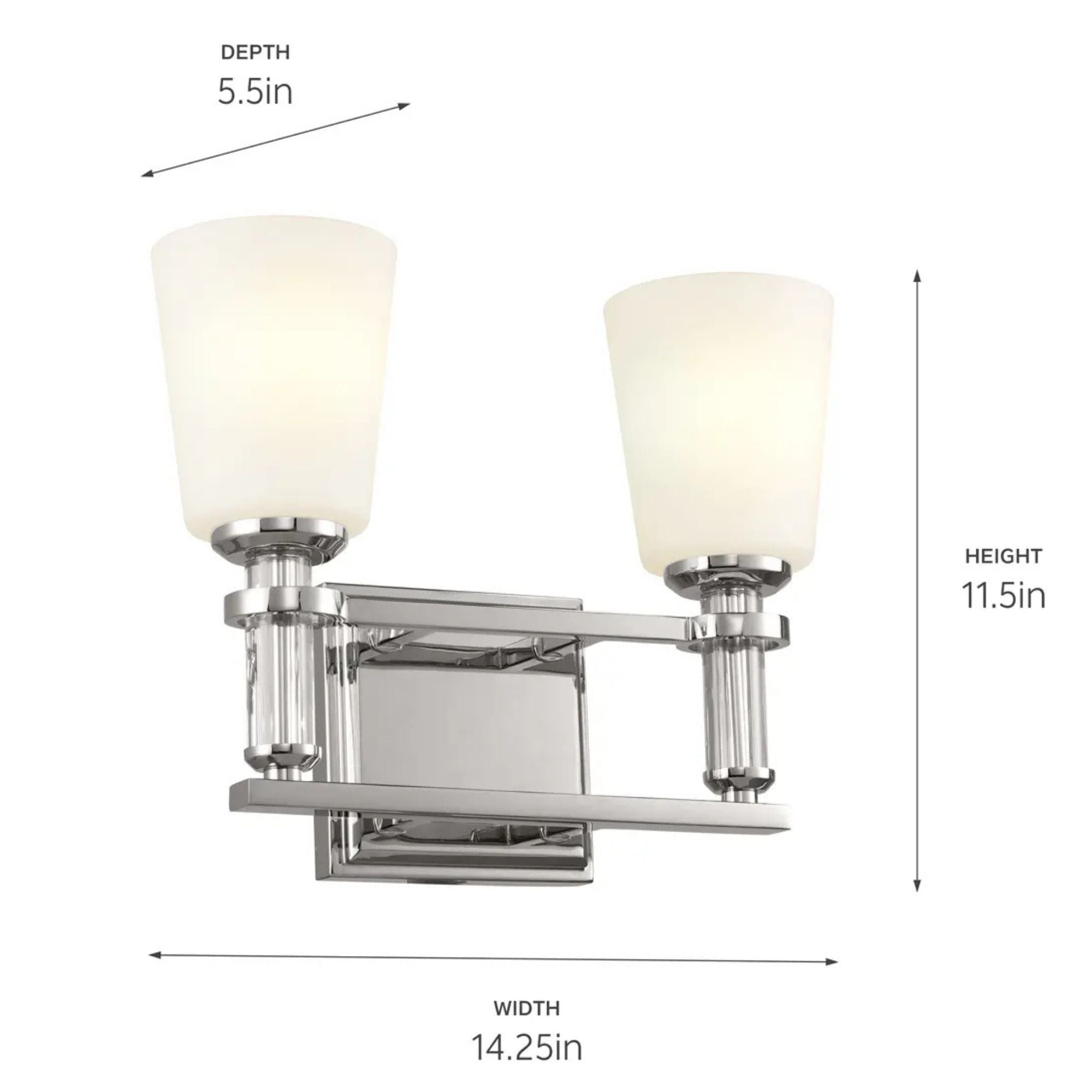 Kichler Lighting - Rosalind 14" 2-Light Bath Vanity Light, Polished Nickel Finish | Bees Lighting