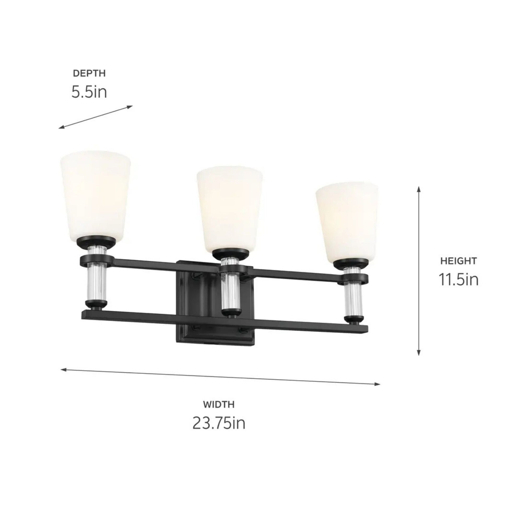 Kichler Lighting - Rosalind 24" 3-Light Bath Vanity Light, Black Finish | Bees Lighting