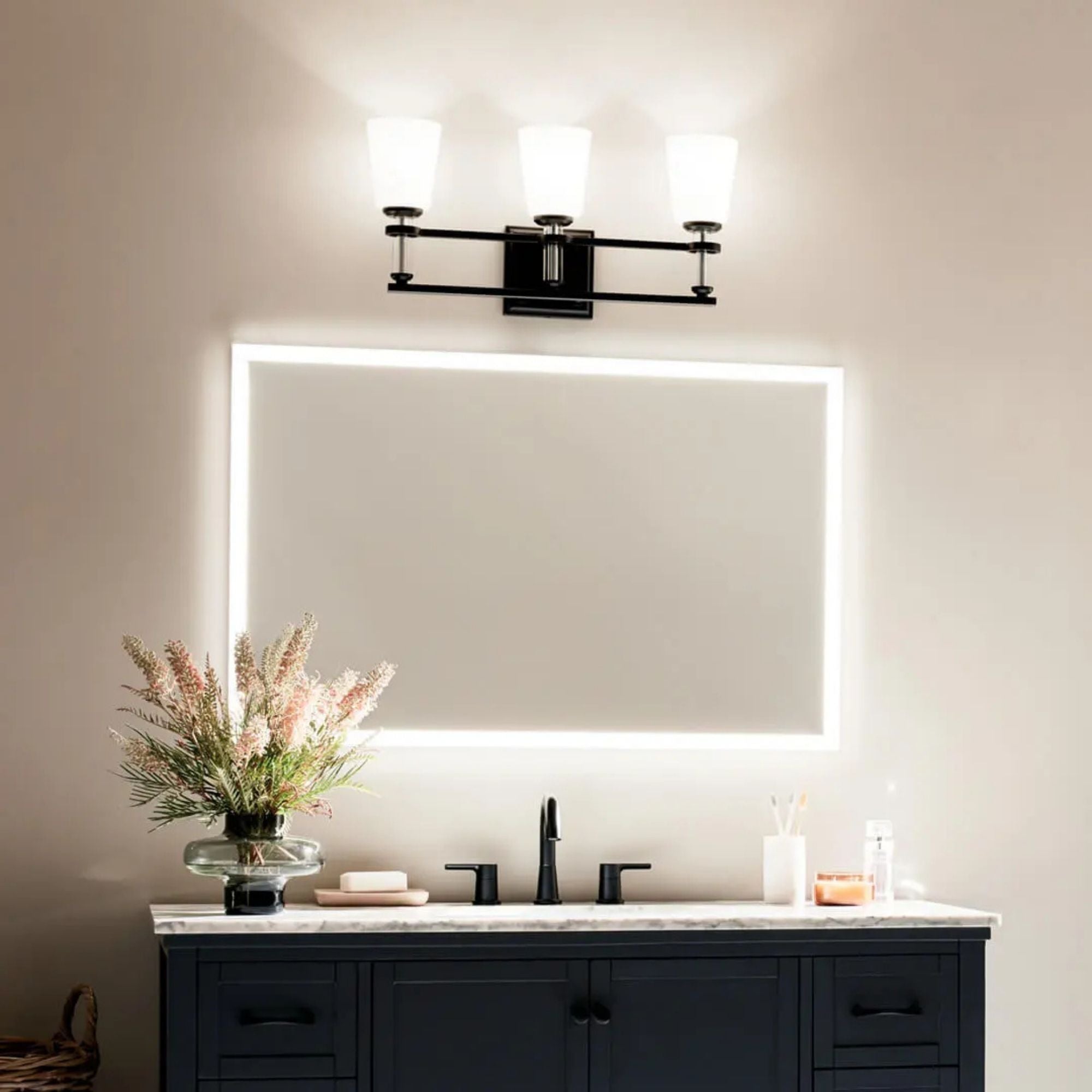 Kichler Lighting - Rosalind 24" 3-Light Bath Vanity Light, Black Finish | Bees Lighting