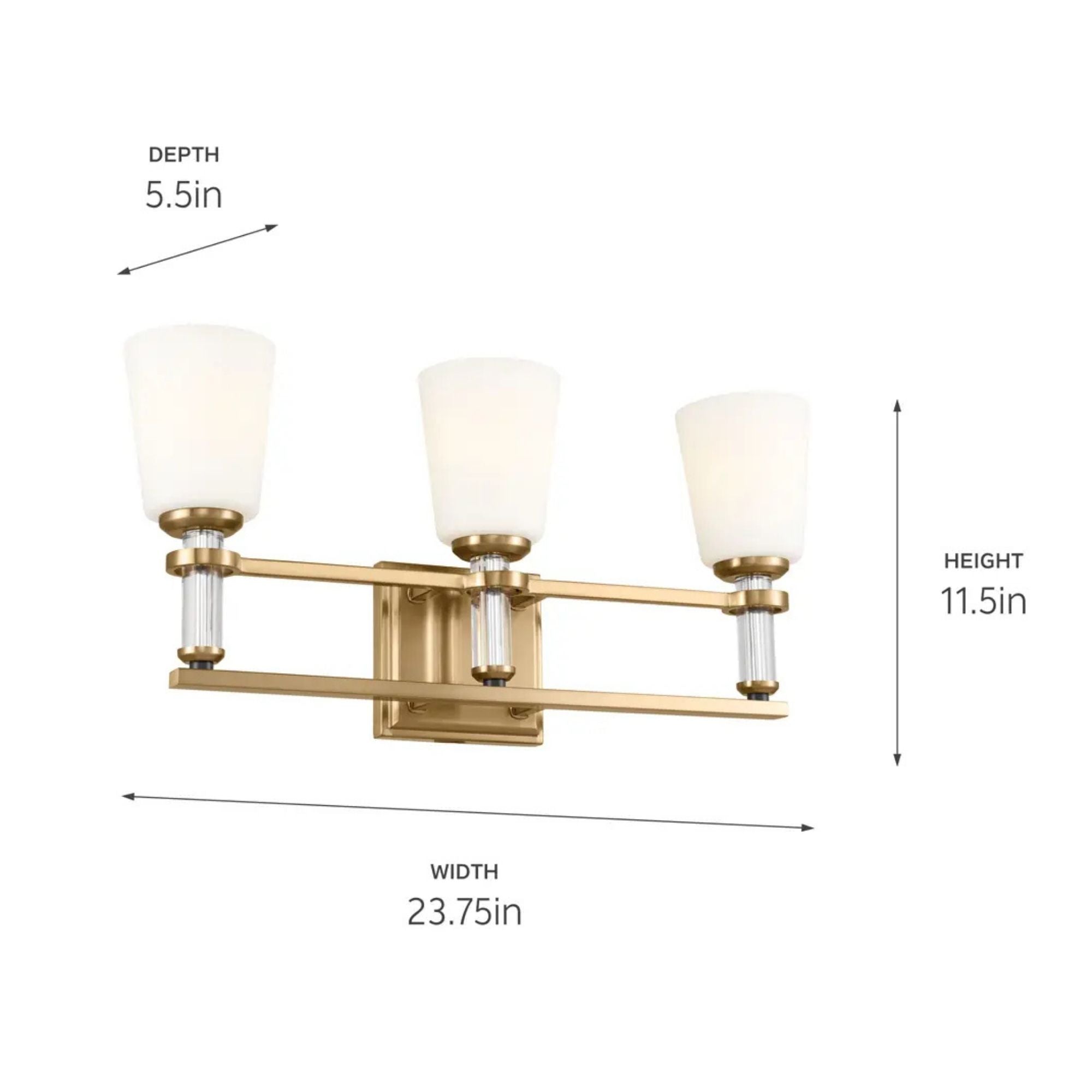 Kichler Lighting - Rosalind 24" 3-Light Bath Vanity Light, Brushed Natural Brass Finish | Bees Lighting