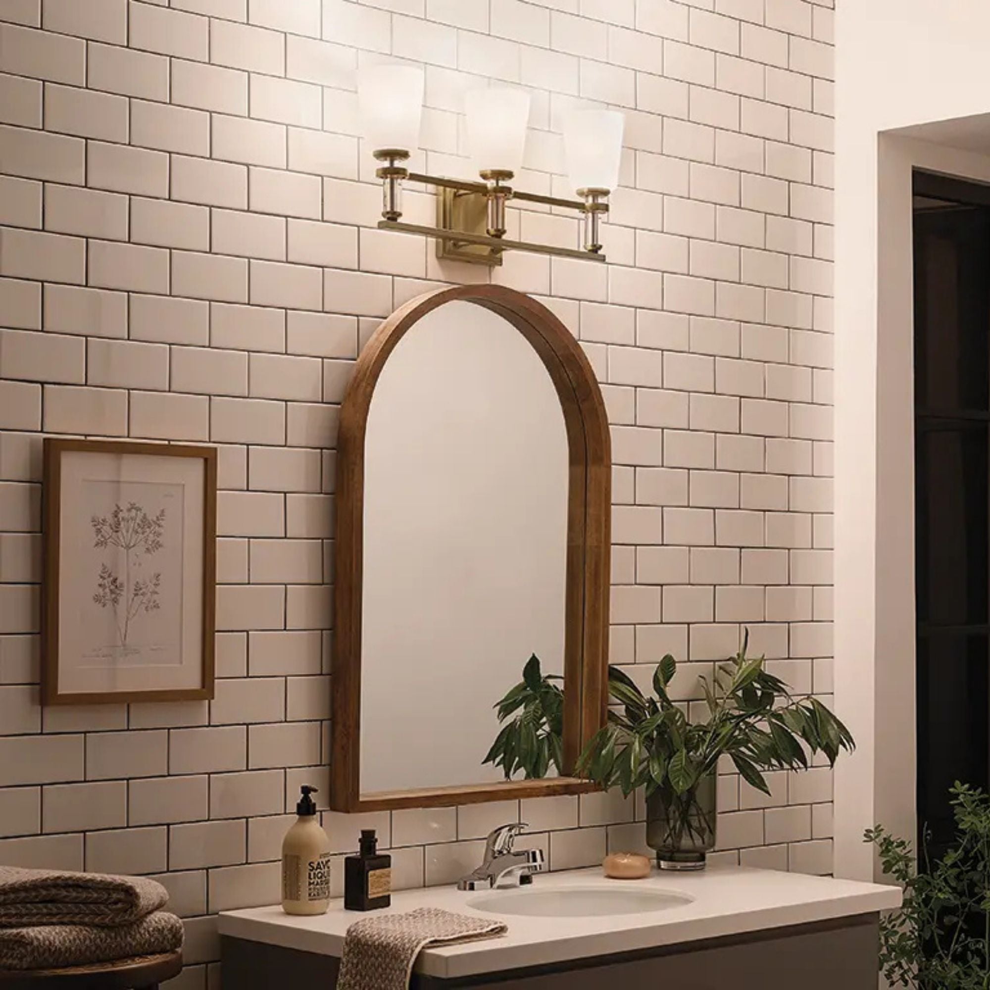 Kichler Lighting - Rosalind 24" 3-Light Bath Vanity Light, Brushed Natural Brass Finish | Bees Lighting