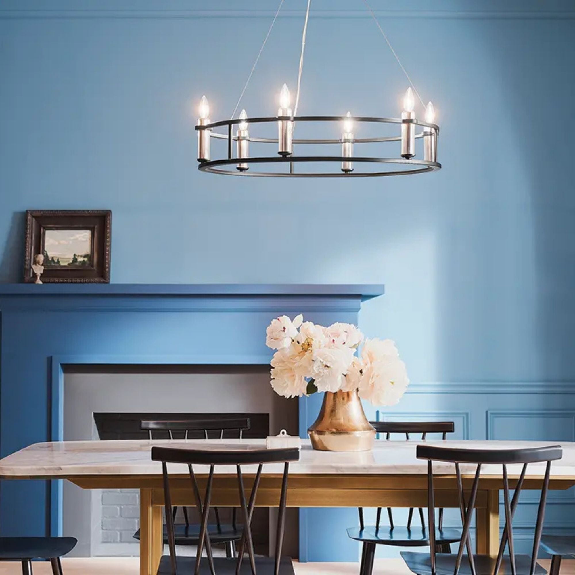 Rosalind 33" 6-Light Chandelier, Black Finish