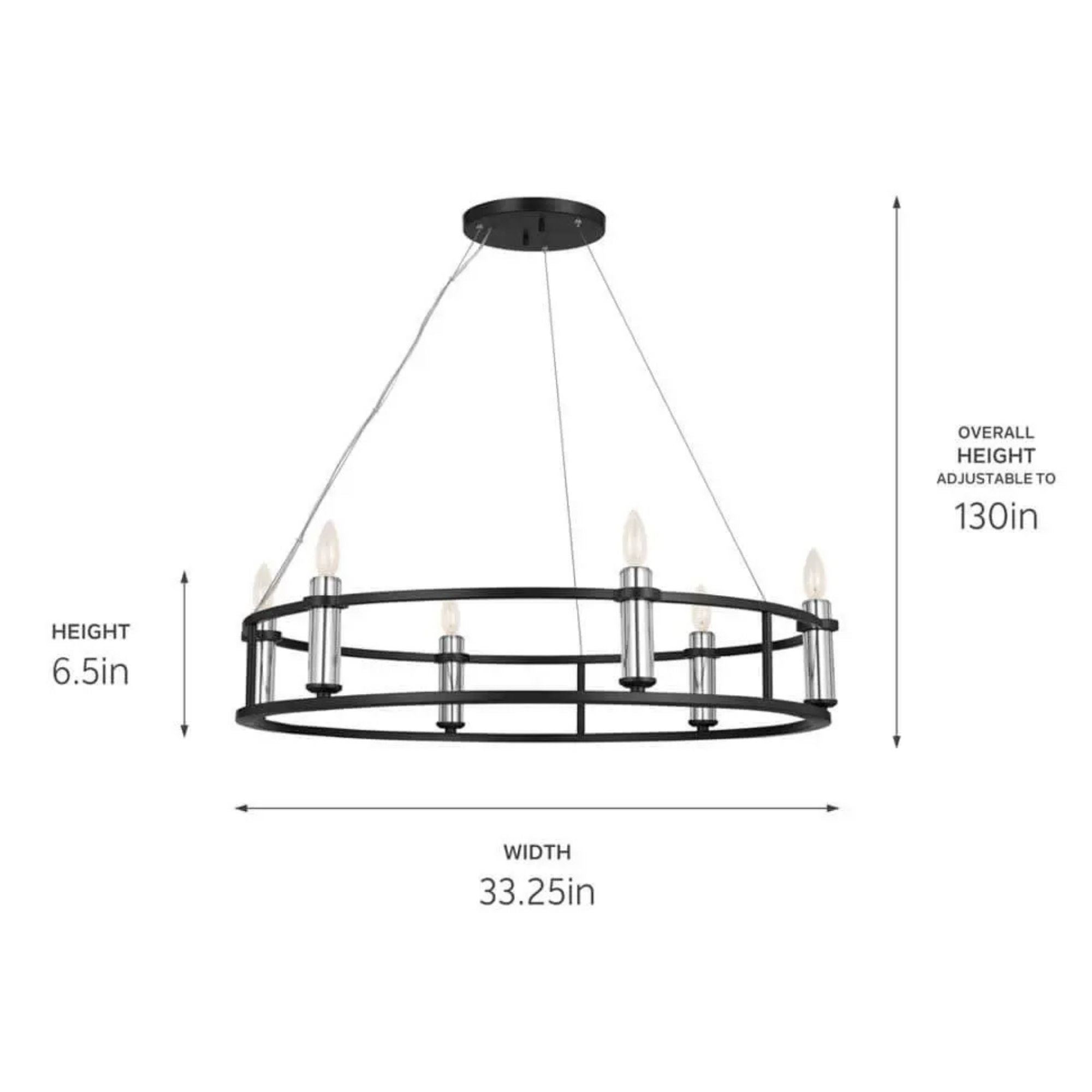 Kichler Lighting - Rosalind 33" 6-Light Chandelier, Black Finish | Bees Lighting