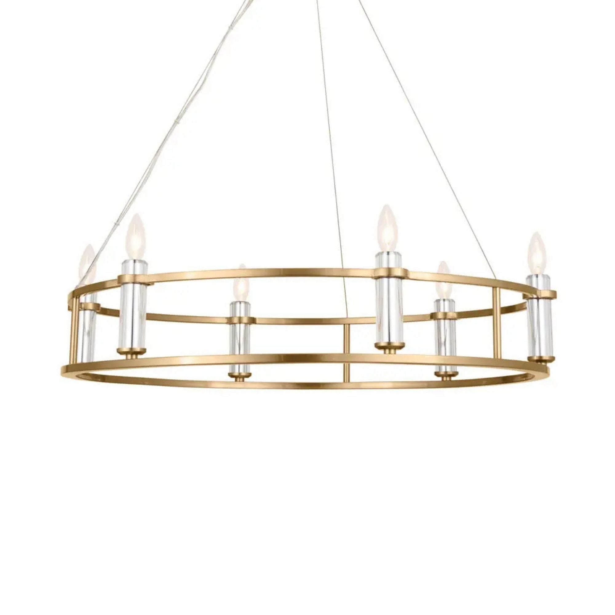 Rosalind 33" 6-Light Chandelier, Brushed Natural Brass Finish
