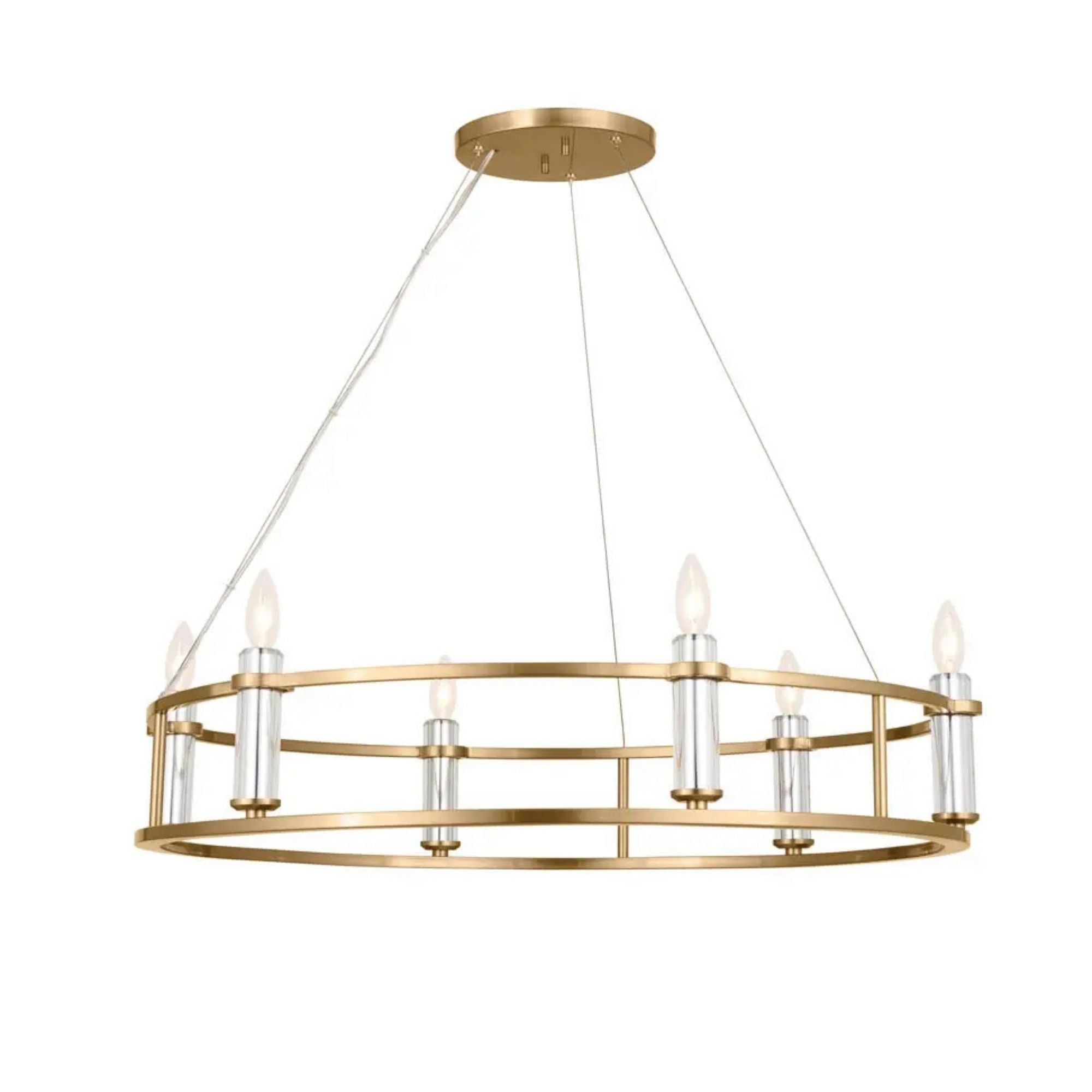 Kichler Lighting - Rosalind 33" 6-Light Chandelier, Brushed Natural Brass Finish | Bees Lighting