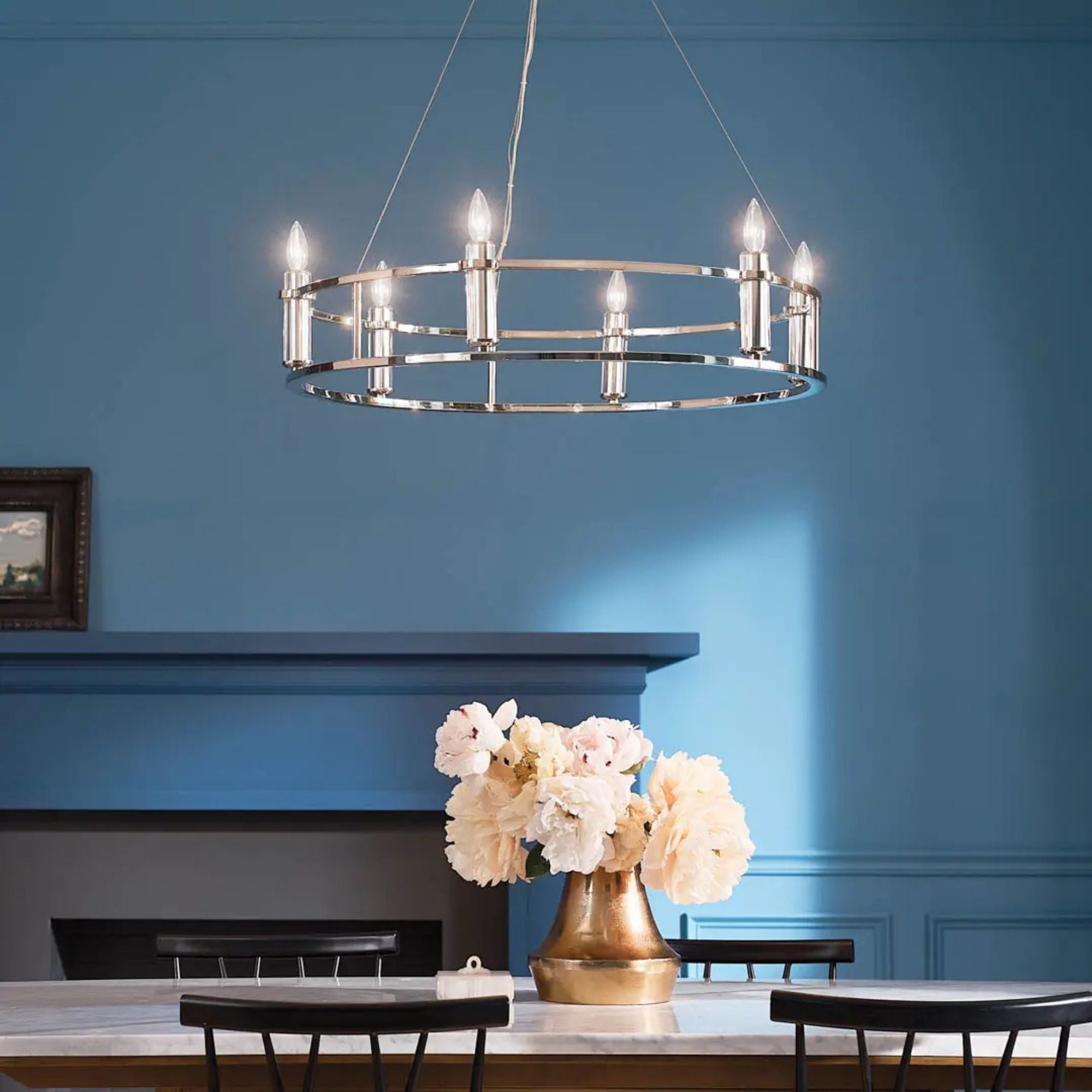 Rosalind 33" 6-Light Chandelier, Polished Nickel Finish