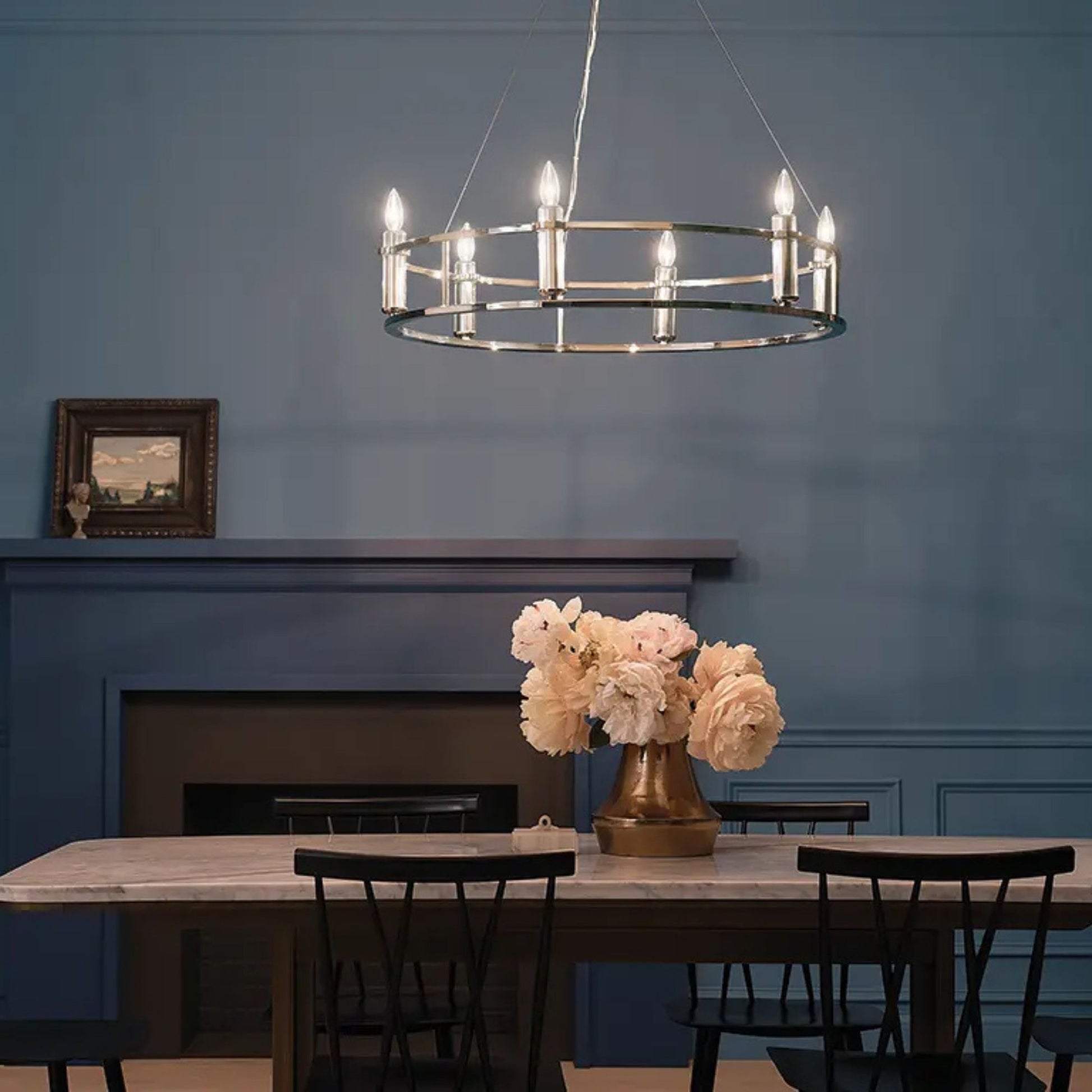 Kichler Lighting - Rosalind 33" 6-Light Chandelier, Polished Nickel Finish | Bees Lighting